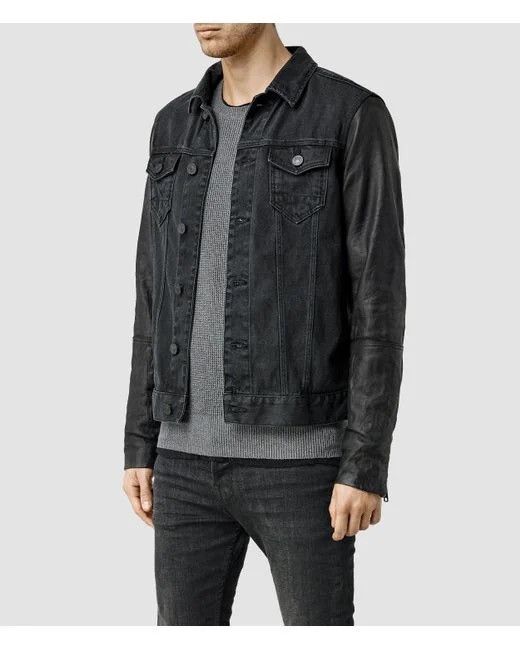 Allsaints denim orders Leather Jacket