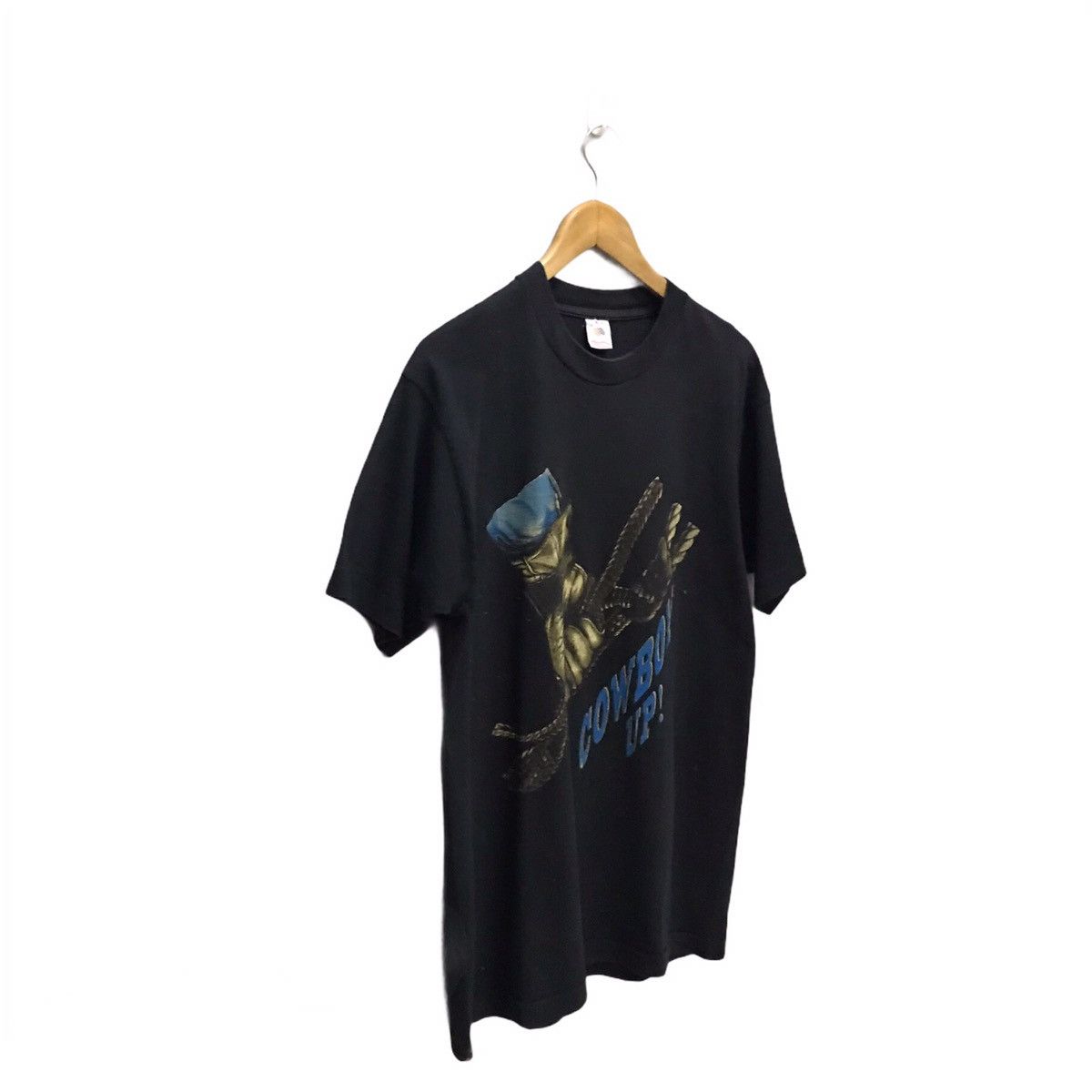 Cowboy Equipment × Vintage Vintage 90s Rodeo Cowboy Up black tee Size US M / EU 48-50 / 2 - 3 Thumbnail