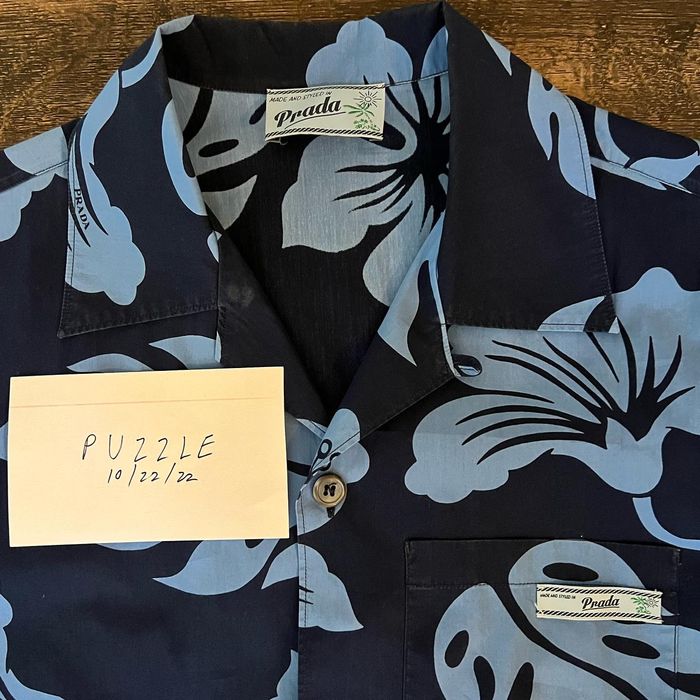 Prada PRADA hibiscus floral print bowling shirt