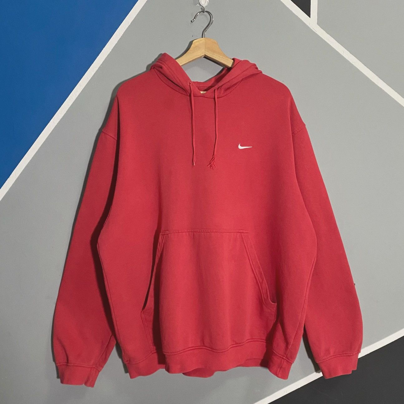 Vintage Y2K Red Nike Small Swoosh Hoodie