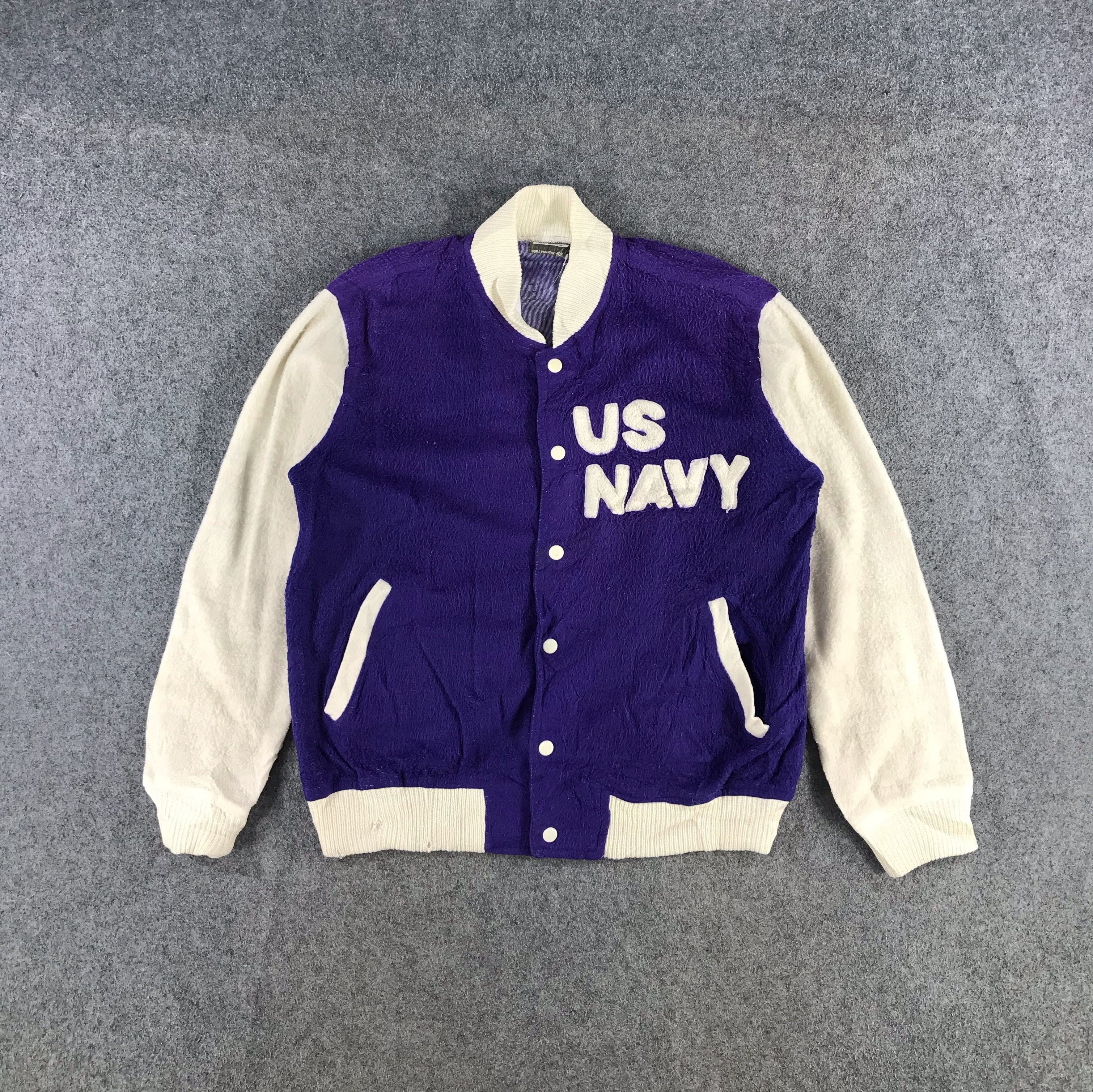Japanese Brand Vintage Sun Faded US Navy Military Varsity Jacket JC121 Size US M / EU 48-50 / 2 - 1 Thumbnail