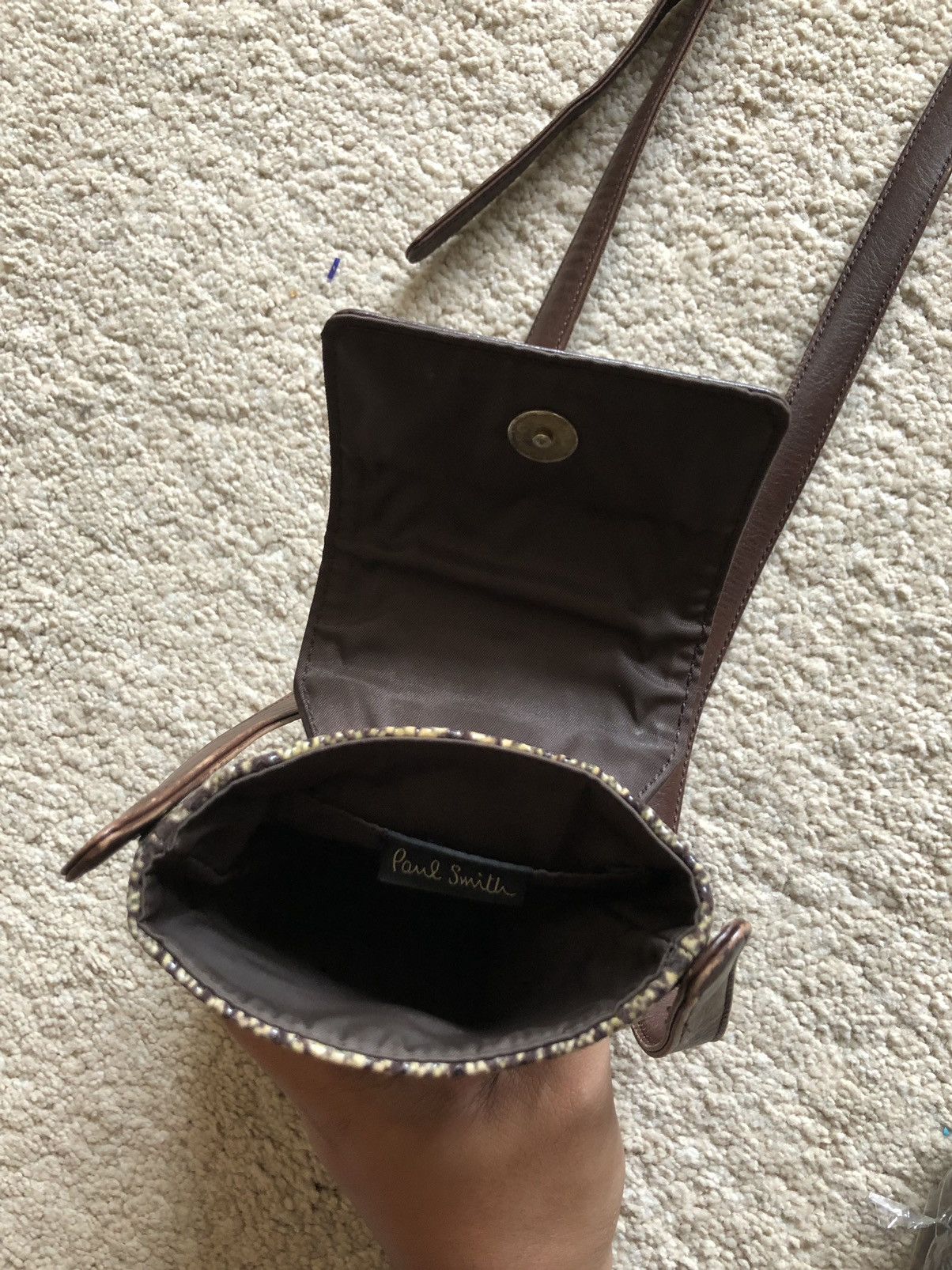 Paul Smith 1990s Paul Smith Snake Skin Cigarette Box Leather Sling Bag Size ONE SIZE - 8 Thumbnail