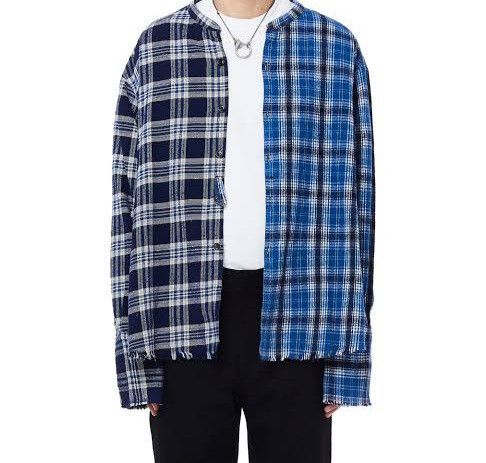 Greg Lauren Greg Lauren Mixed Blue Plaid Studio Shirt Size US L / EU 52-54 / 3 - 3 Thumbnail