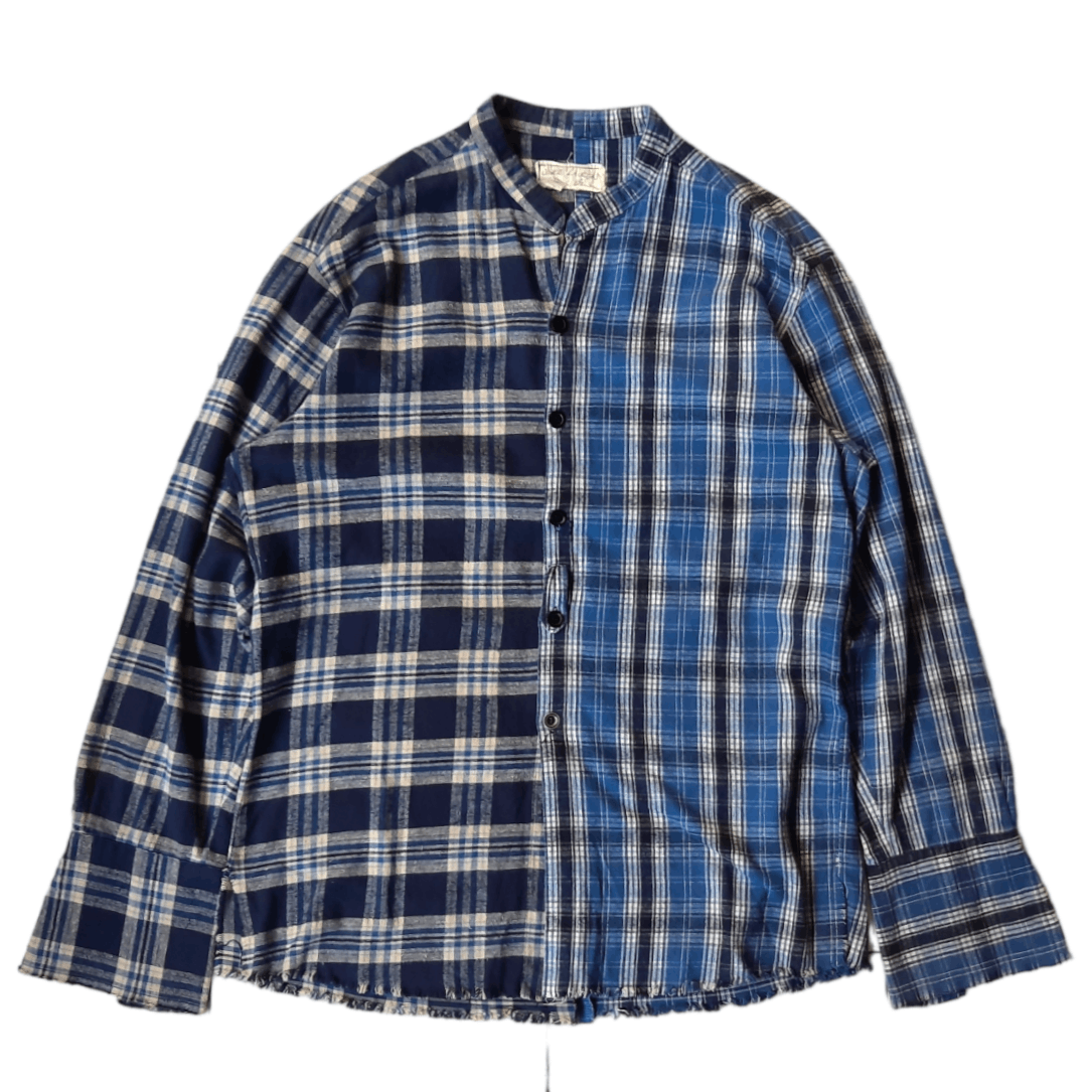 Greg Lauren Greg Lauren Mixed Blue Plaid Studio Shirt Size US L / EU 52-54 / 3 - 1 Thumbnail