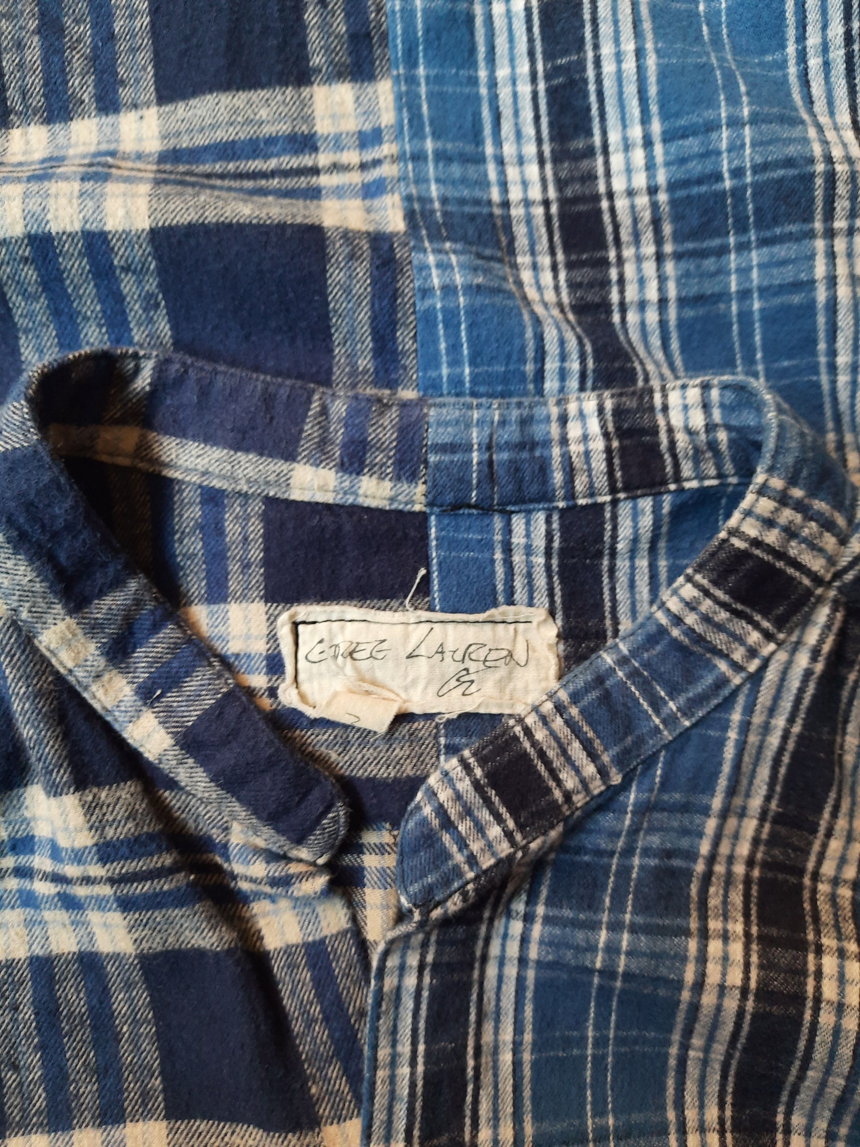 Greg Lauren Greg Lauren Mixed Blue Plaid Studio Shirt Size US L / EU 52-54 / 3 - 4 Thumbnail