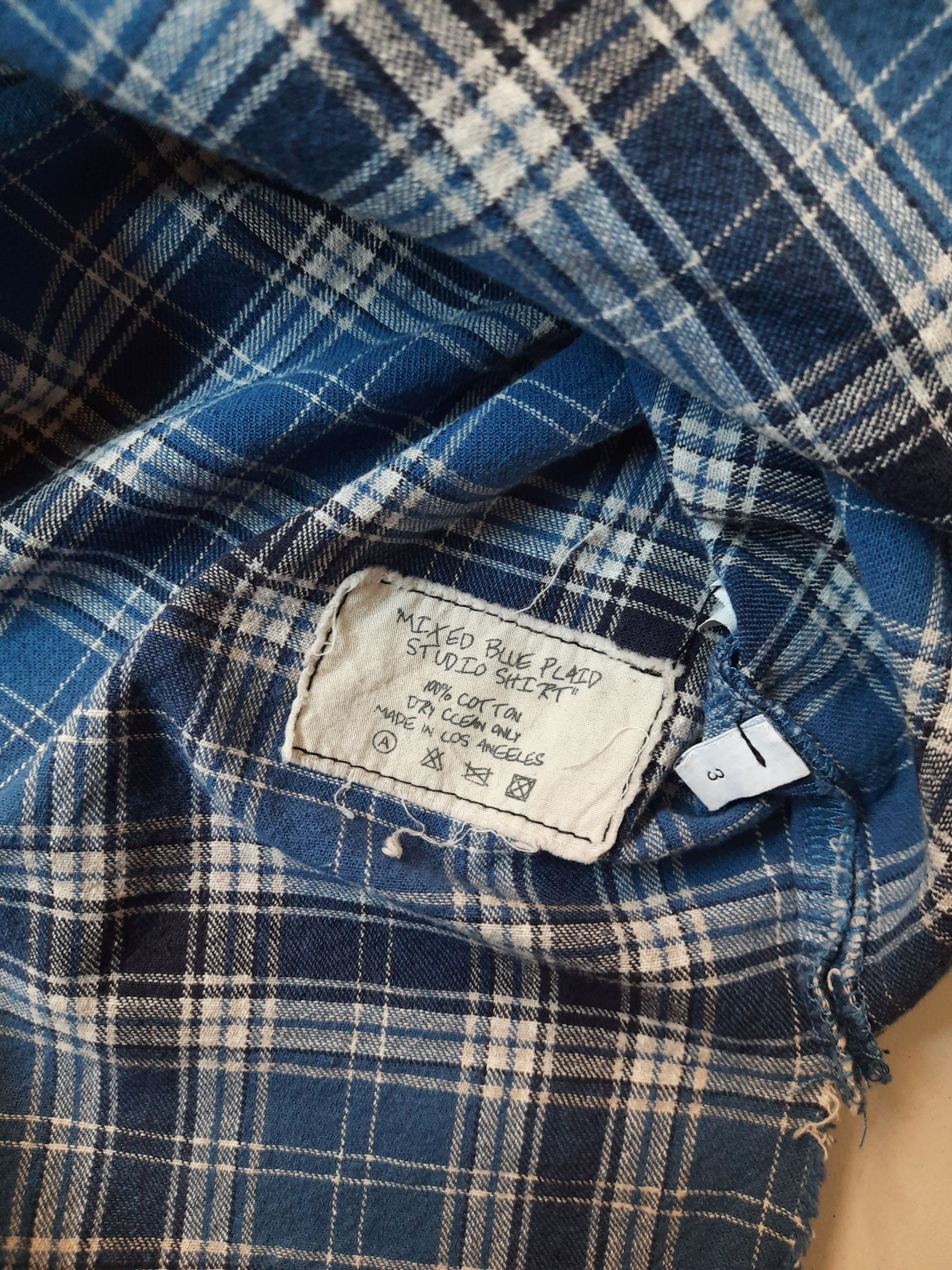 Greg Lauren Greg Lauren Mixed Blue Plaid Studio Shirt Size US L / EU 52-54 / 3 - 5 Thumbnail