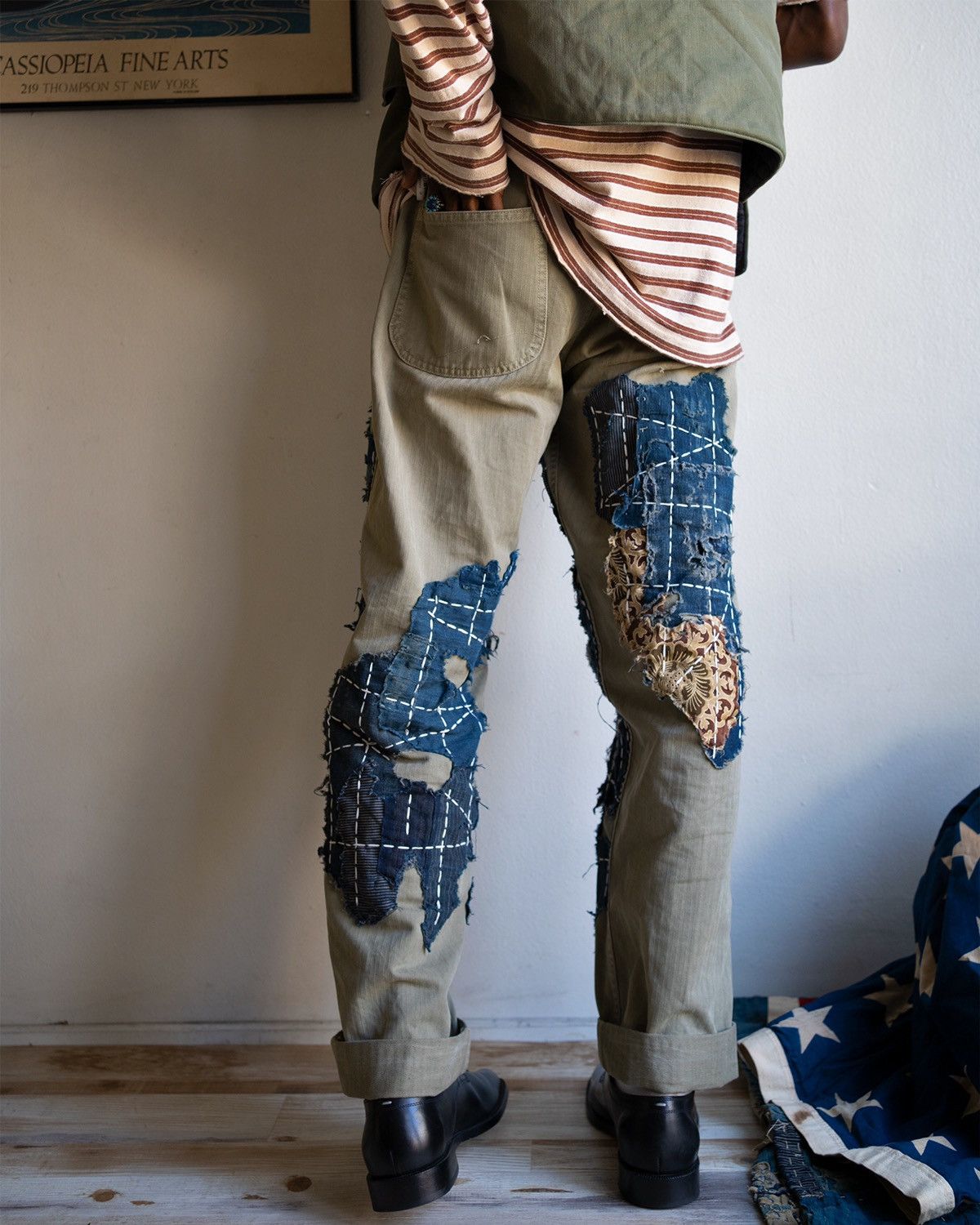 Handmade × Japanese Brand × Orslow Orslow P-41 Trouser “Green Peace” Boro 1 of 1 Size US 31 - 6 Thumbnail