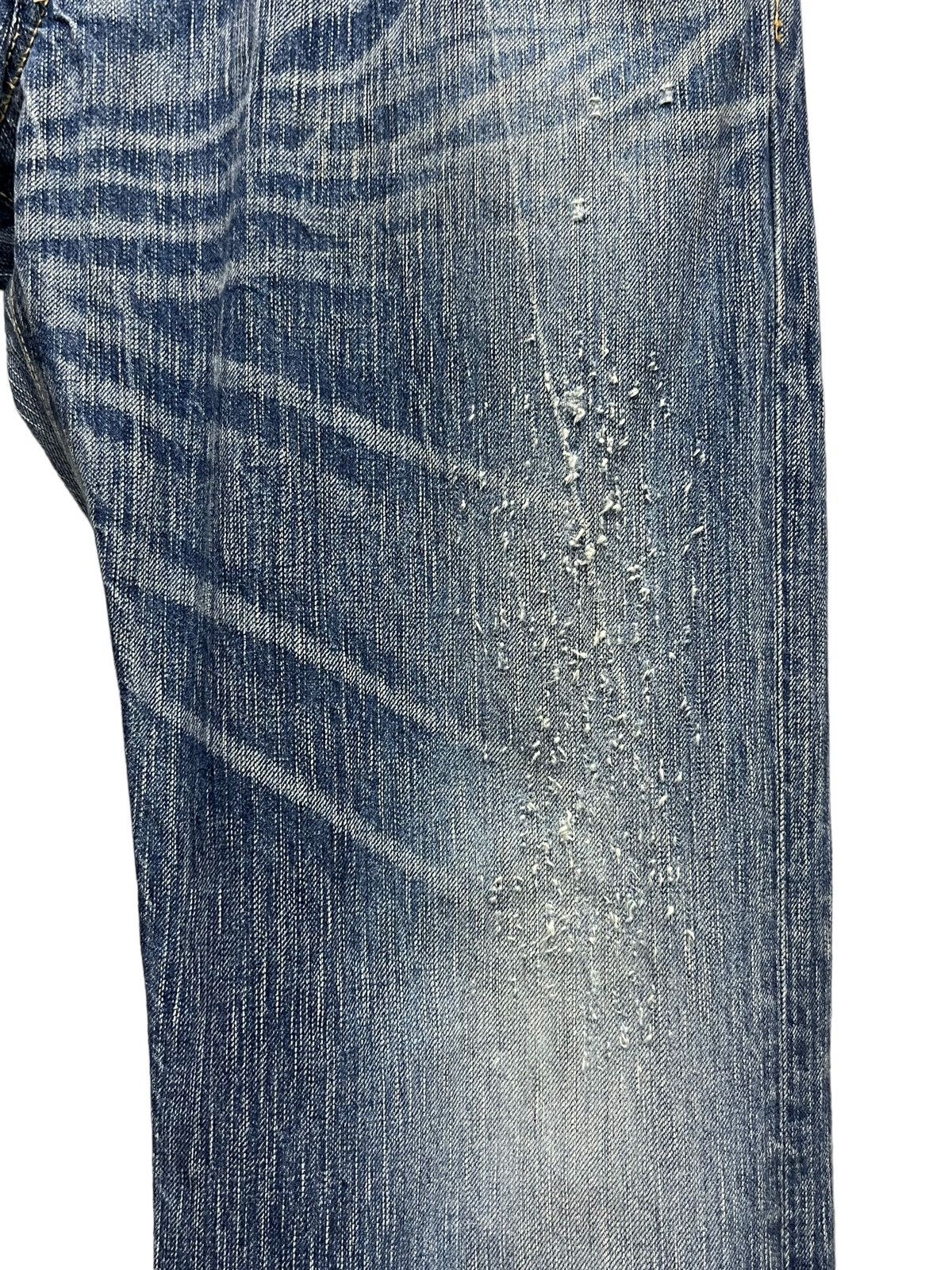 Edwin FLARED🔥BLUE TRIP 503 Raw Blue Distressed Denim Made in Japan Size US 34 / EU 50 - 5 Thumbnail
