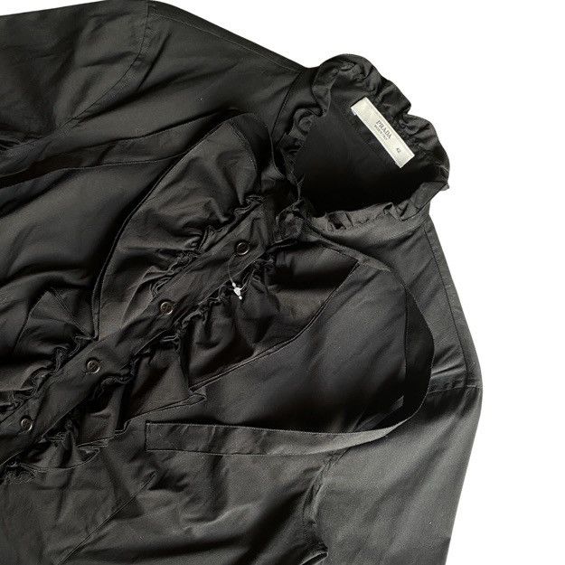 Prada Prada Black Ruffle Stretch Shirt Size M / US 6-8 / IT 42-44 - 3 Thumbnail