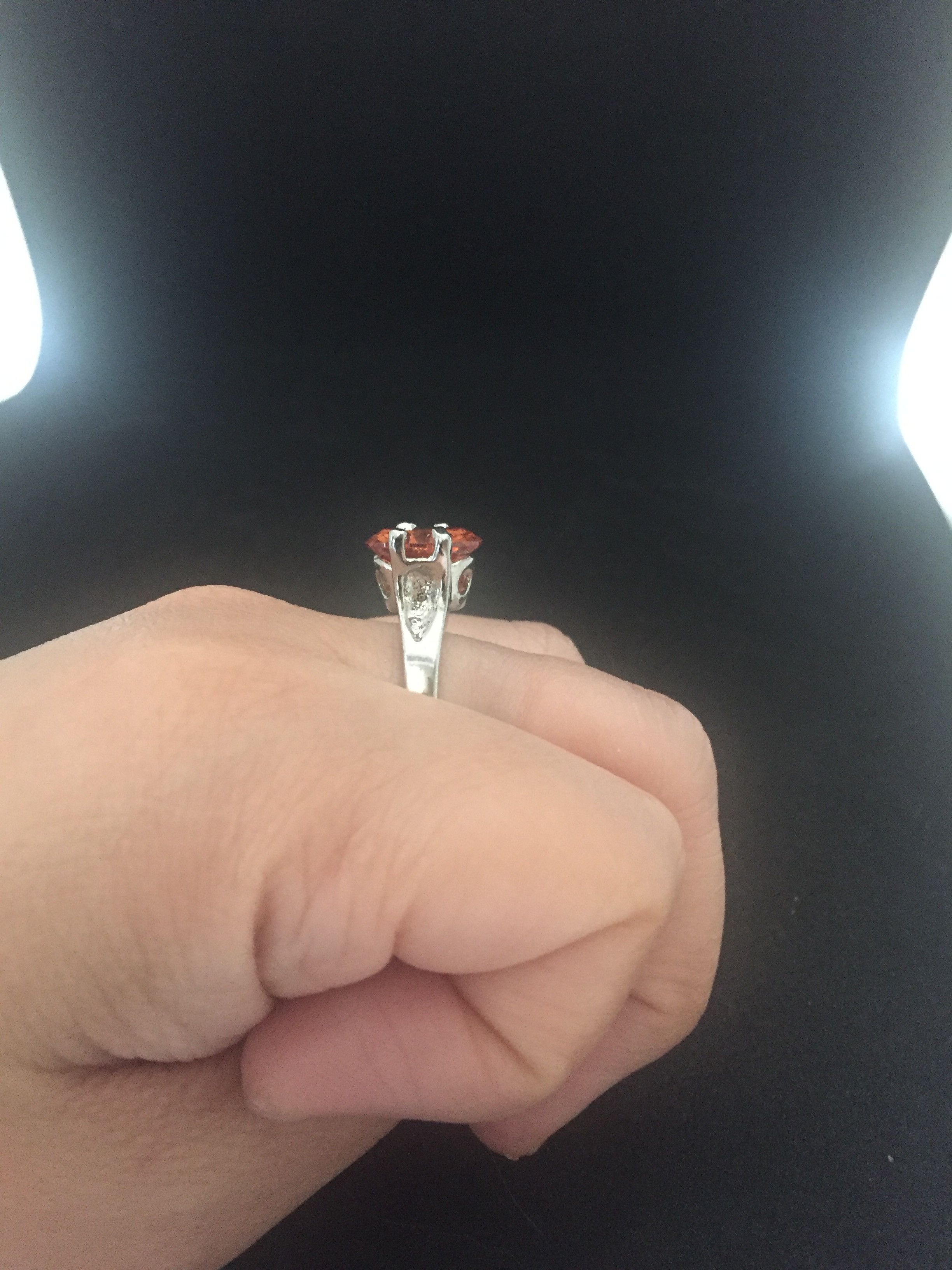 Jewelry Orange CZ Ring - Size 9.5 Size ONE SIZE - 4 Thumbnail