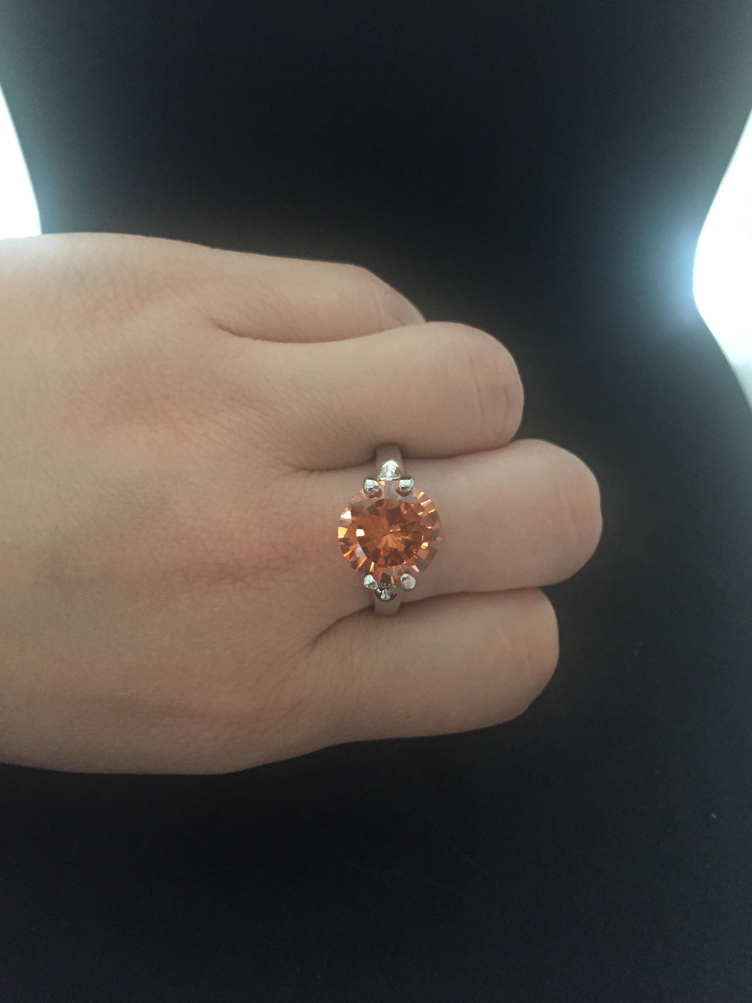 Jewelry Orange CZ Ring - Size 9.5 Size ONE SIZE - 3 Thumbnail