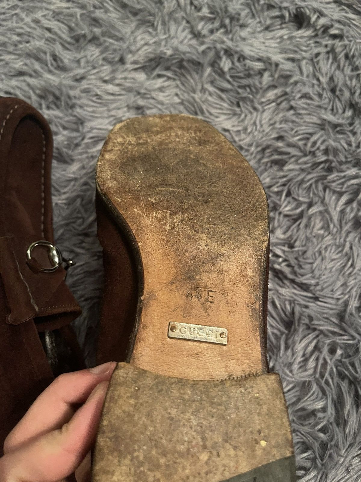 Gucci × Vintage Gucci Horsebit 90s vintage brown suede Loafers shoes Size US 11 / EU 44 - 8 Thumbnail