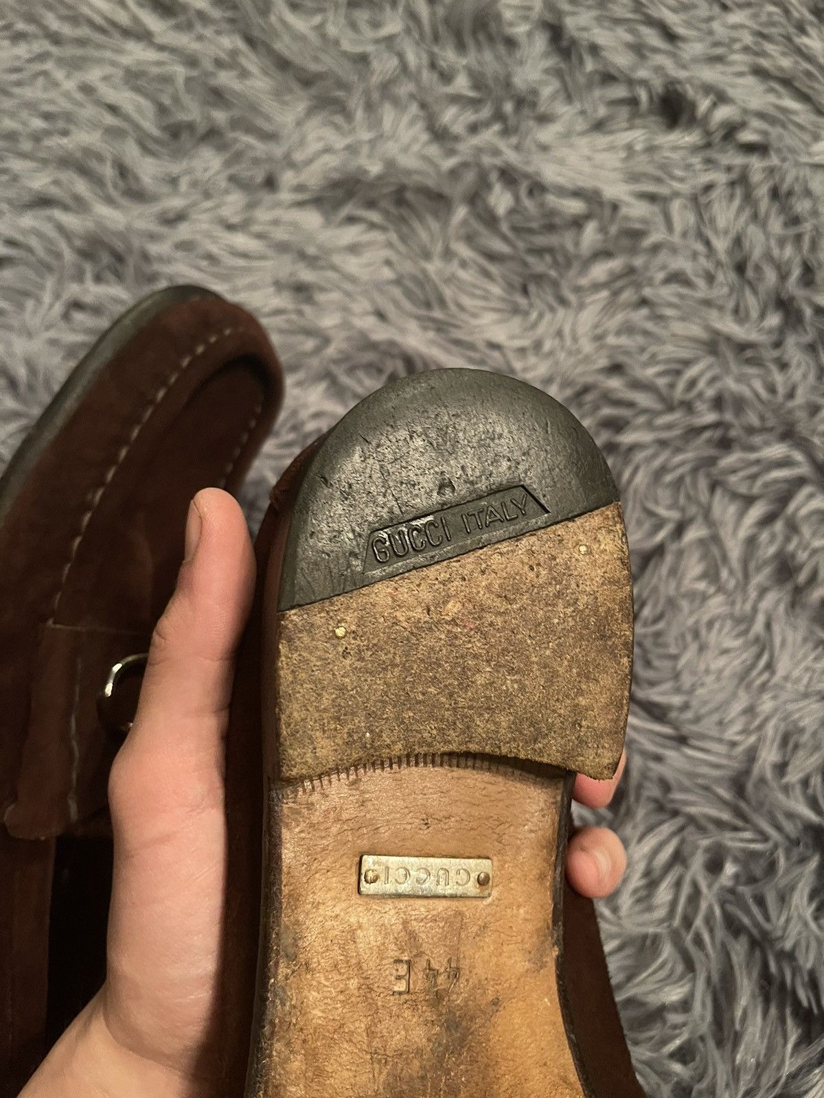 Gucci × Vintage Gucci Horsebit 90s vintage brown suede Loafers shoes Size US 11 / EU 44 - 9 Thumbnail