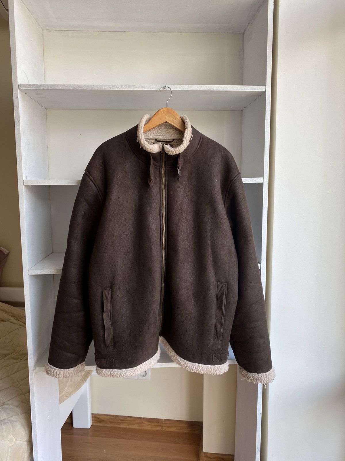 image of Vintage Stussy Style Sheepskin B3 Jacket in Brown, Men's (Size 2XL)