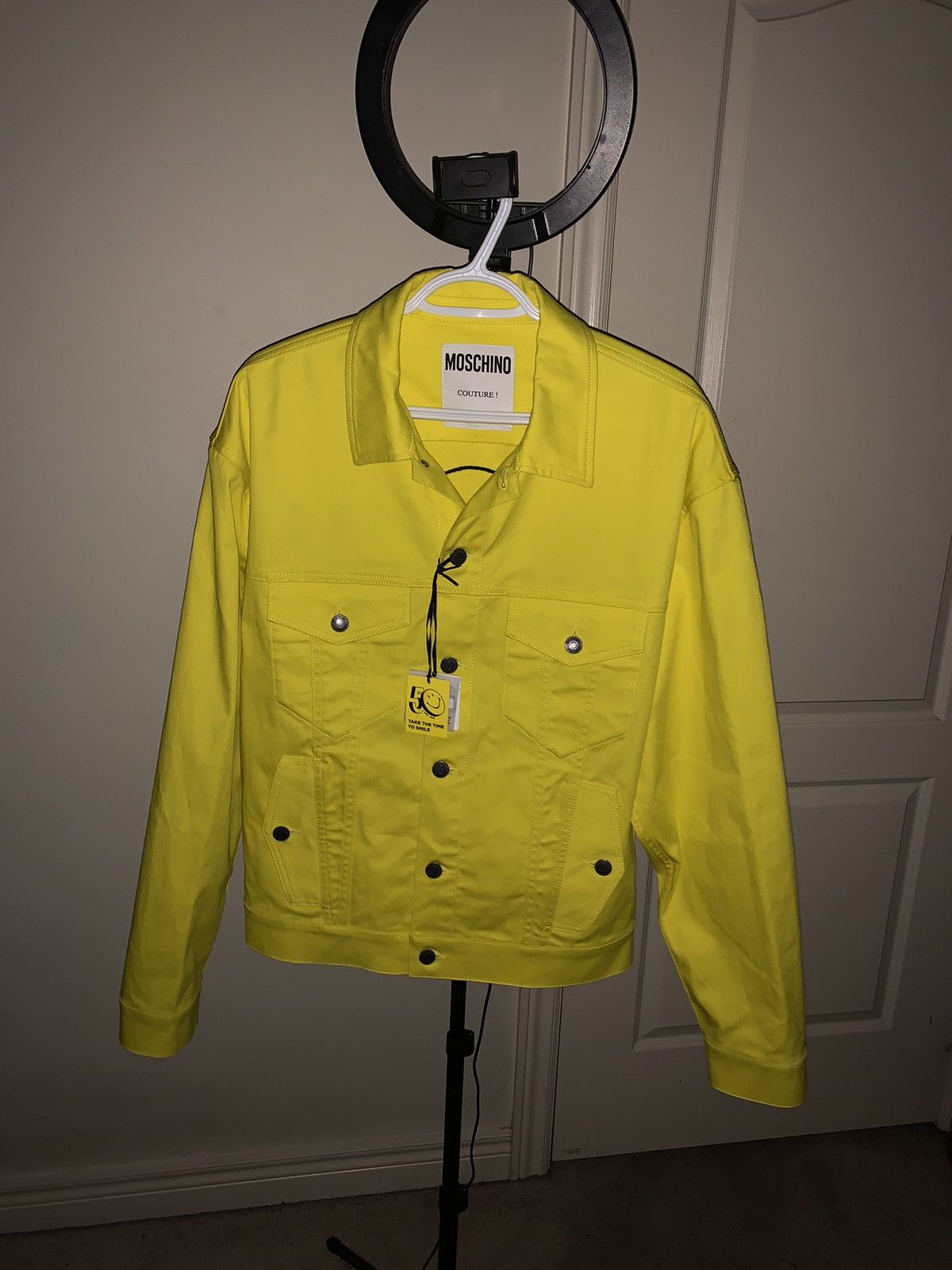Moschino Yellow Moschino Smiley Logo Jean Jacket Size US L / EU 52-54 / 3 - 1 Thumbnail