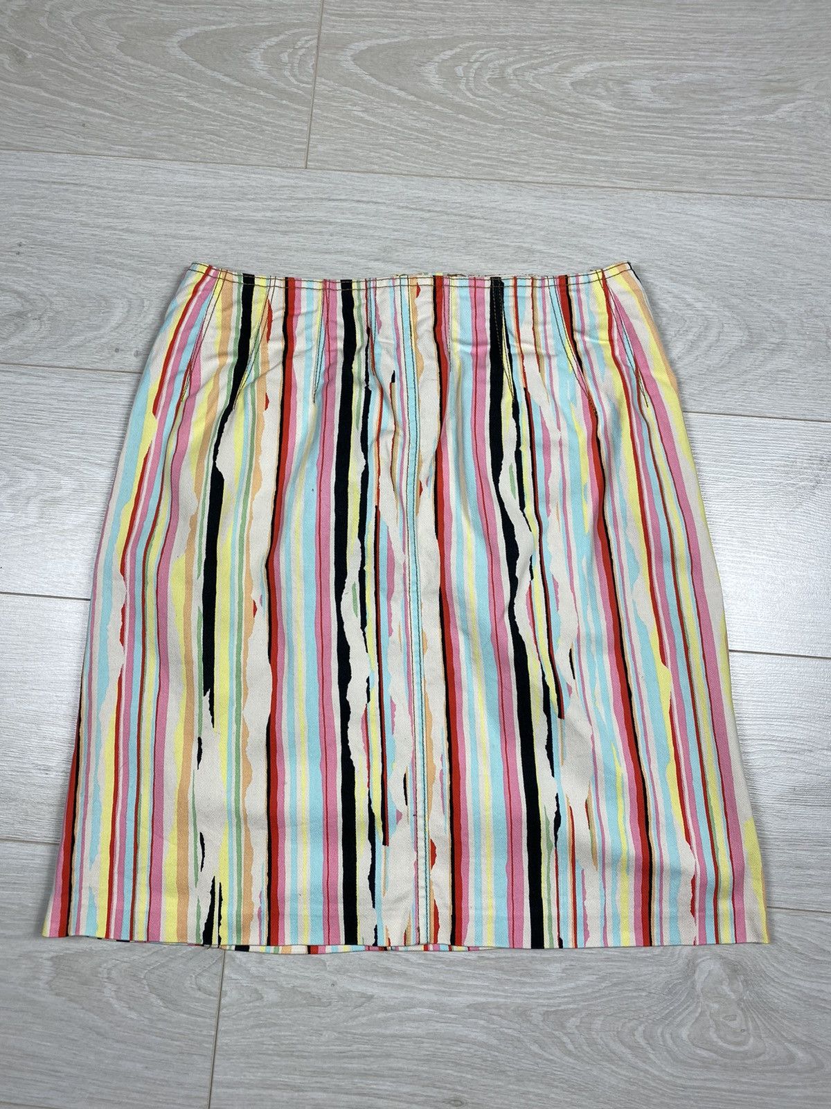Kenzo × Vintage Kenzo Jeans Skirt Mini Striped Vintage Italy Women’s 90s Size 28" / US 6 / IT 42 - 8 Thumbnail