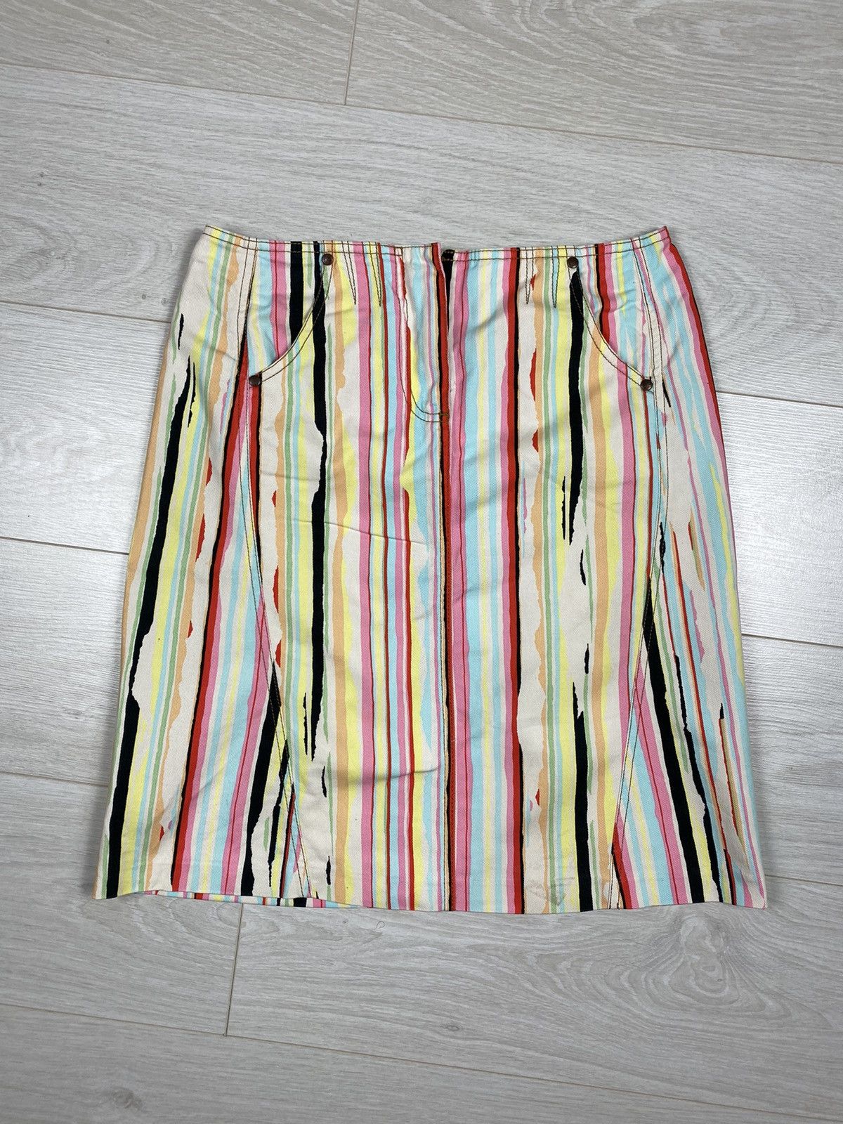 Kenzo × Vintage Kenzo Jeans Skirt Mini Striped Vintage Italy Women’s 90s Size 28" / US 6 / IT 42 - 3 Thumbnail