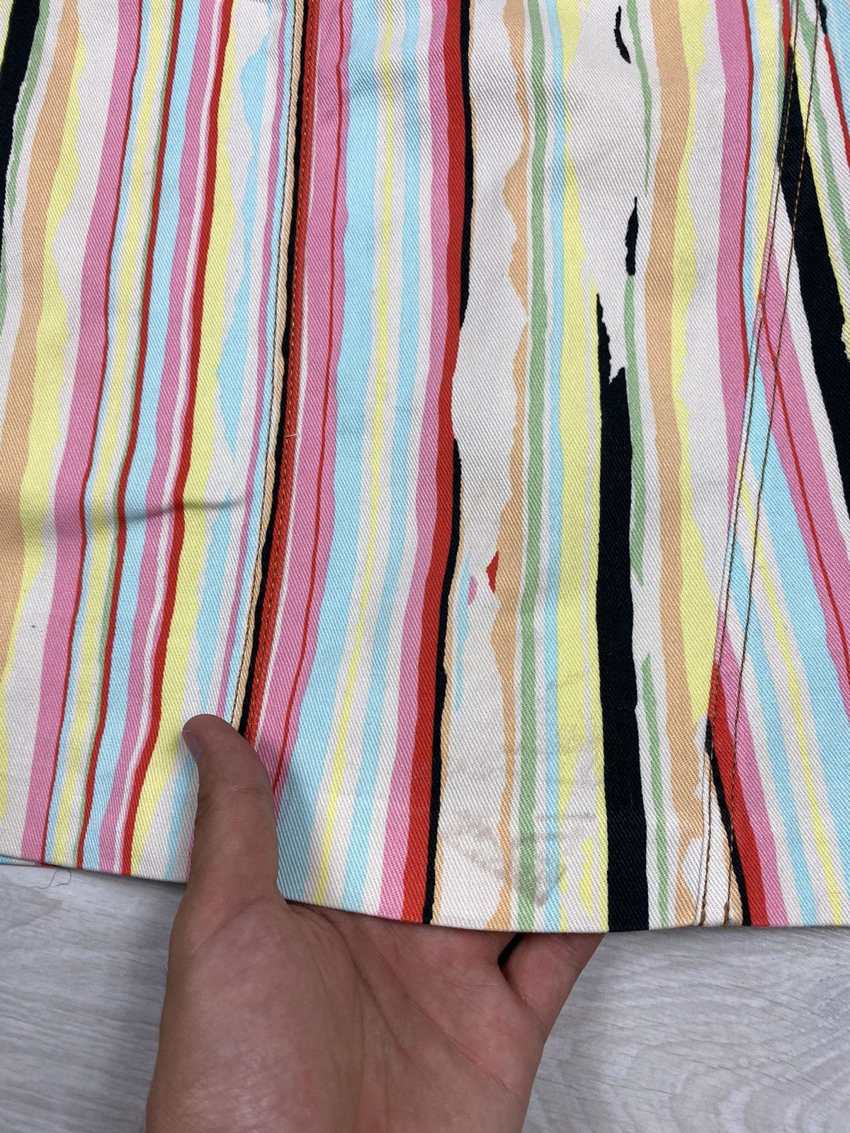 Kenzo × Vintage Kenzo Jeans Skirt Mini Striped Vintage Italy Women’s 90s Size 28" / US 6 / IT 42 - 9 Thumbnail