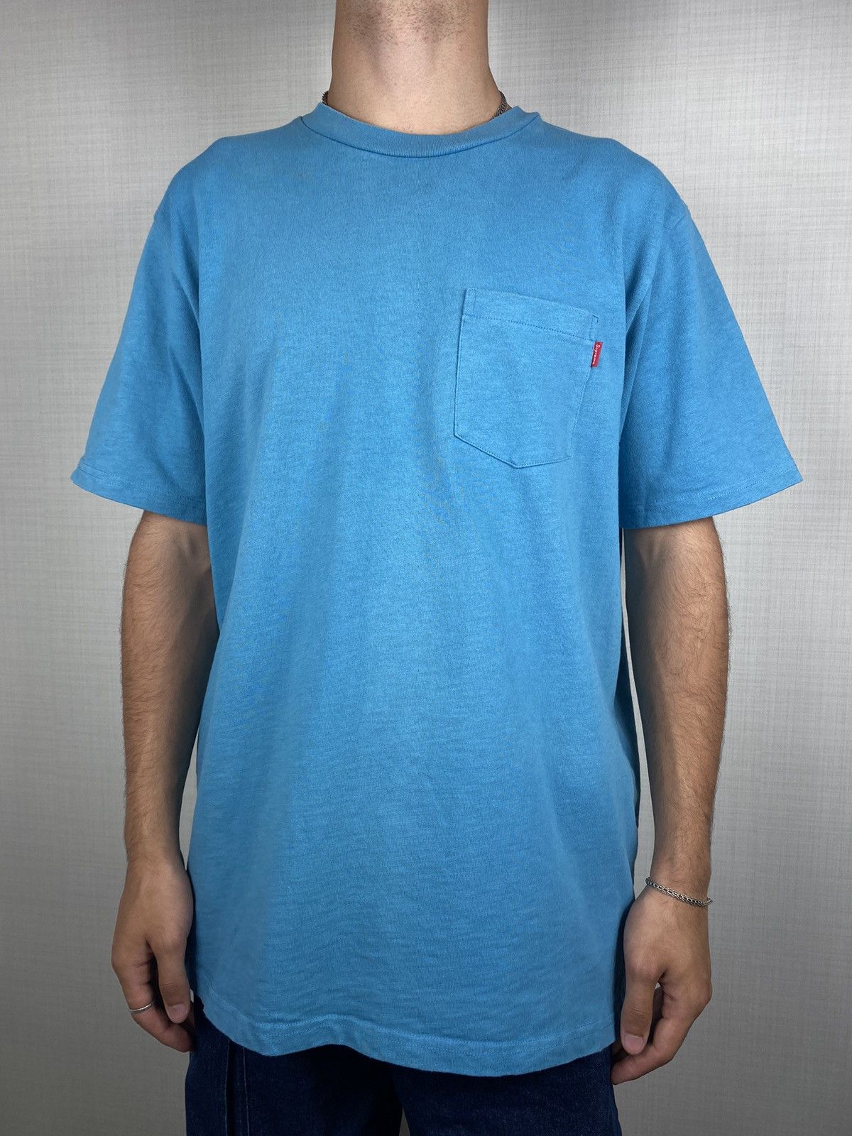 Supreme Supreme Pocket Tee Blue Box Logo T Shirt XL Cotton Size US XL / EU 56 / 4 - 2 Thumbnail