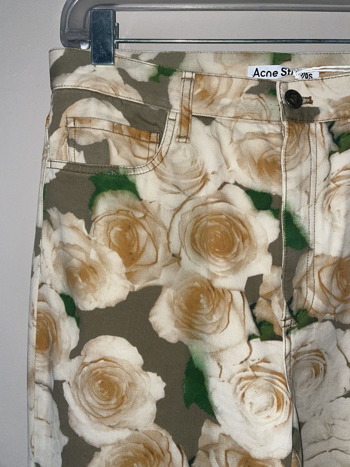 Acne Studios Acne Studios Rose-Print Peach Orange Bootcut Trousers Size US 30 / EU 46 - 3 Thumbnail
