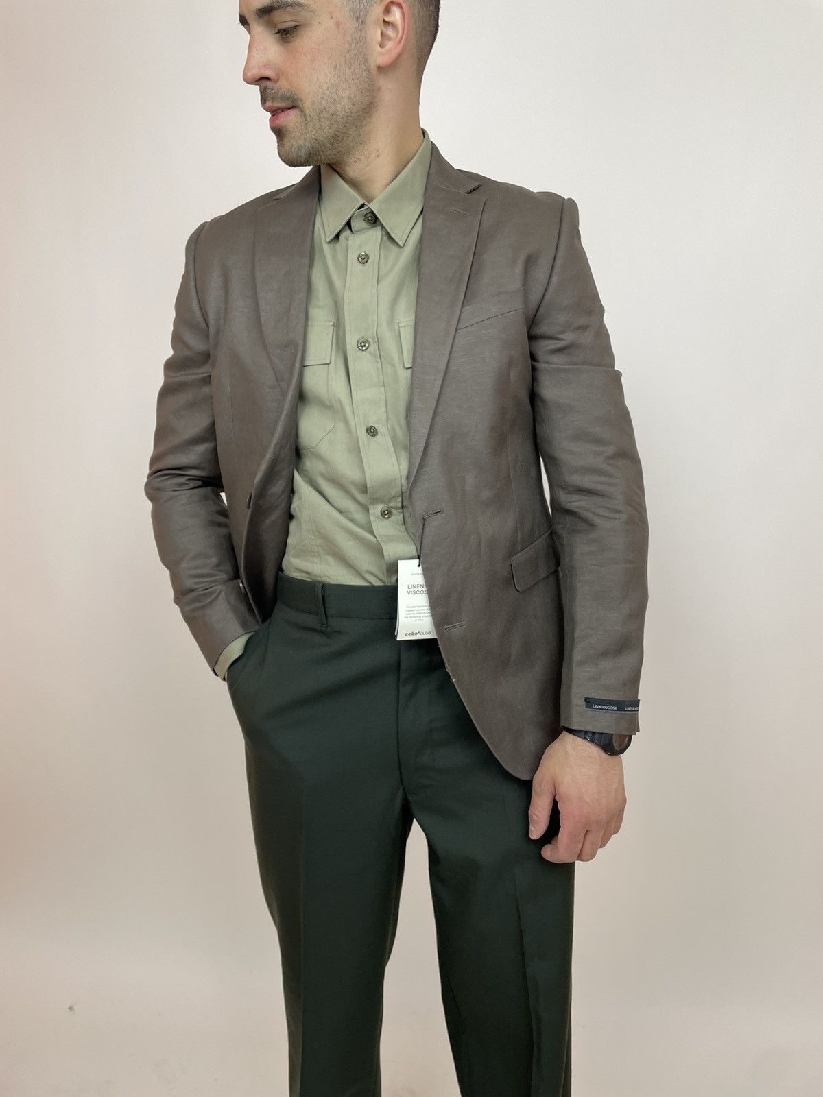 Celio Celio Club Linen&Viscose Blazer Slim fit Mens size 46 Size 46S - 7 Thumbnail