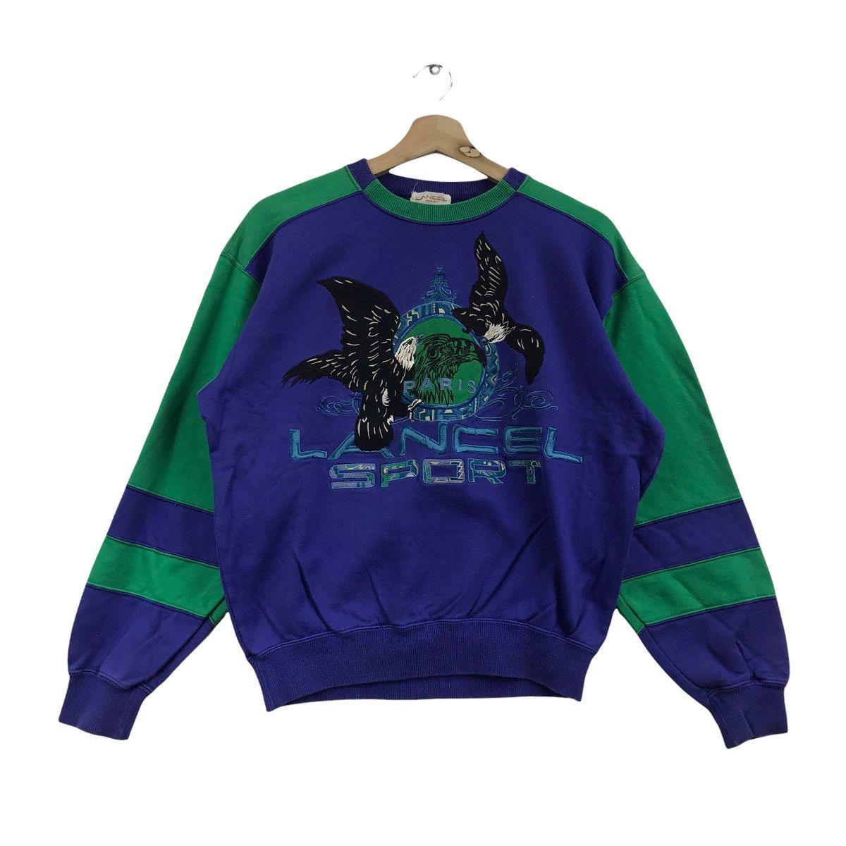 Lancel 90s LANCEL PARIS Eagle Color Block Embroidered Blue Green Size US M / EU 48-50 / 2 - 1 Thumbnail