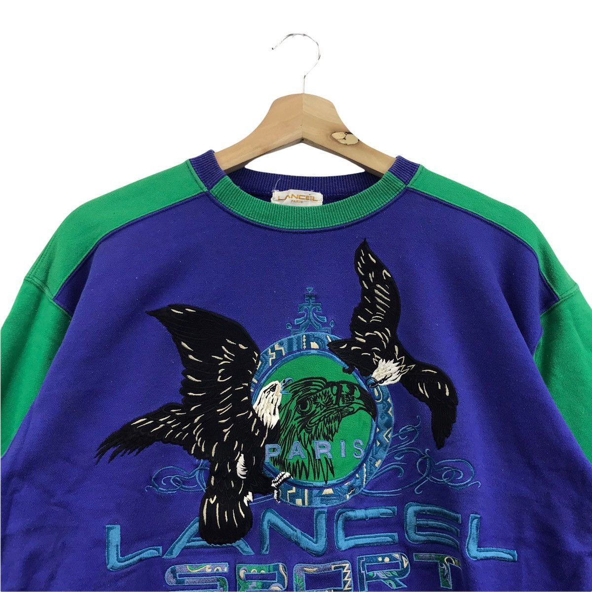 Lancel 90s LANCEL PARIS Eagle Color Block Embroidered Blue Green Size US M / EU 48-50 / 2 - 2 Thumbnail