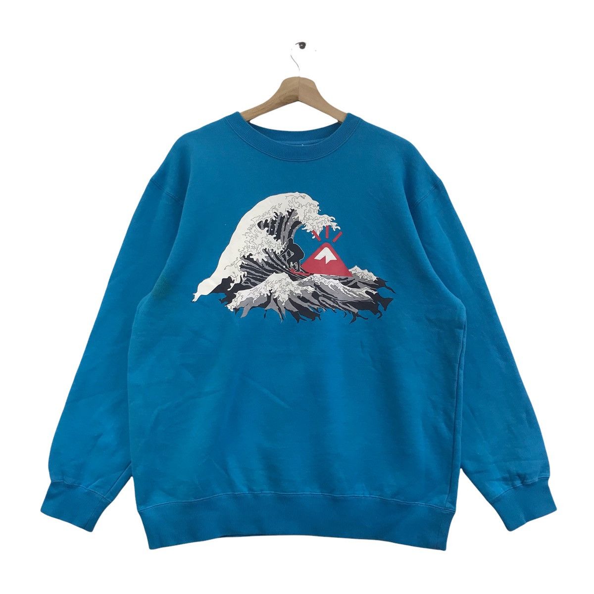 QUIKSILVER SURFWEAR WAVE Beach Surf Blue Sweatshirt Pullover