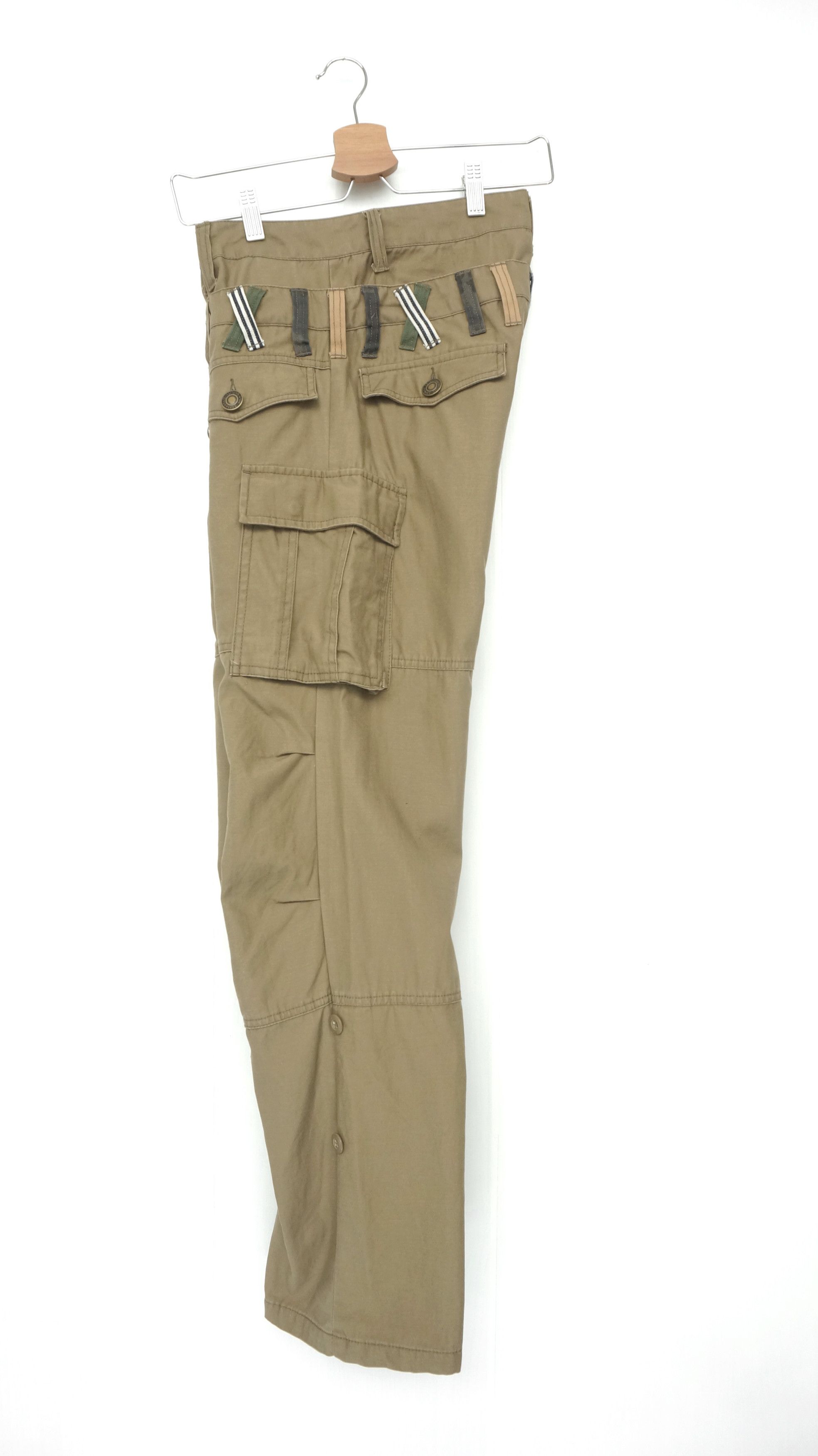 Japanese Brand Japan PANASPUR 6 Pocket Double Waist Roll Up Cargo Pants Size US 29 - 3 Thumbnail