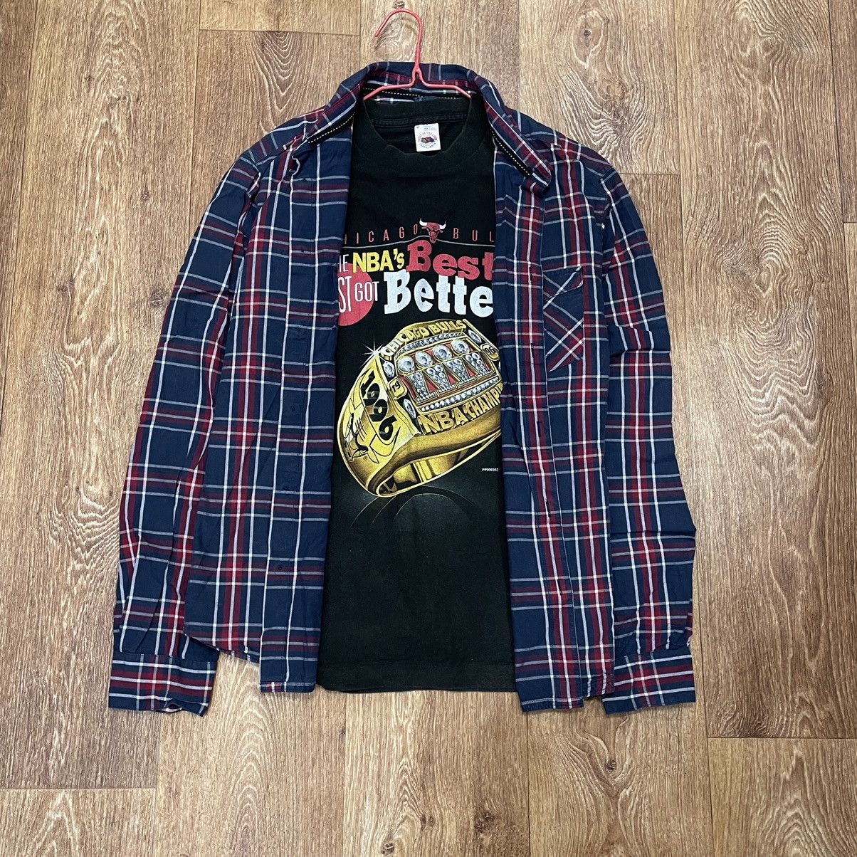 Vintage Vintage 90s Plaid Shirt Navy Red Checkered Grunge Streetwear Size US L / EU 52-54 / 3 - 1 Thumbnail