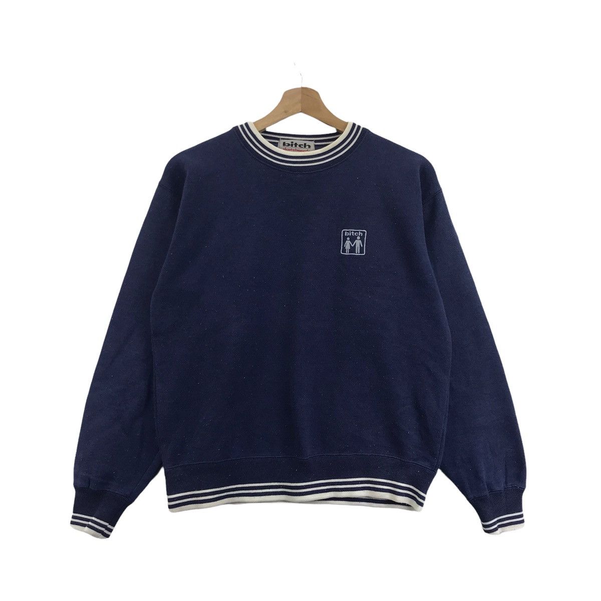 Vintage Vintage BITCH SKATEBOARD STREETWEAR Ringer Blue Sweatshirt Size US M / EU 48-50 / 2 - 1 Thumbnail