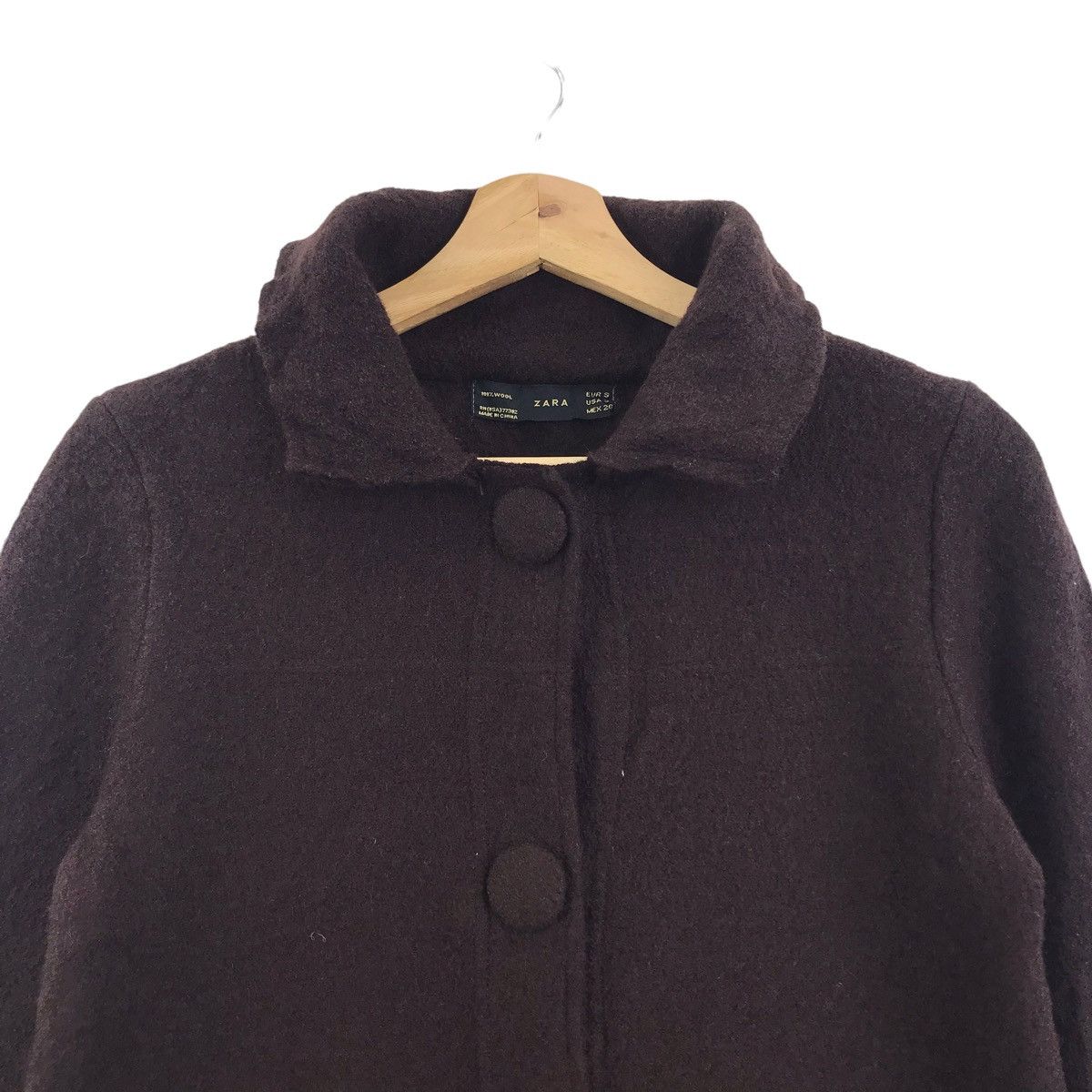 Zara ZARA Japanese Brand Maroon Wool Coat Jacket Size US S / EU 44-46 / 1 - 2 Thumbnail