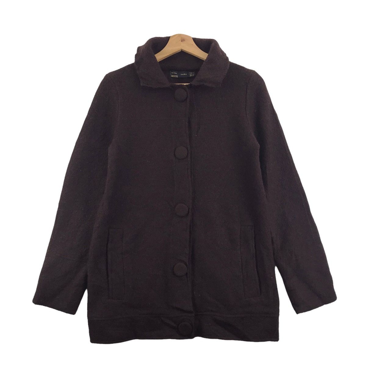 Zara ZARA Japanese Brand Maroon Wool Coat Jacket Size US S / EU 44-46 / 1 - 1 Thumbnail