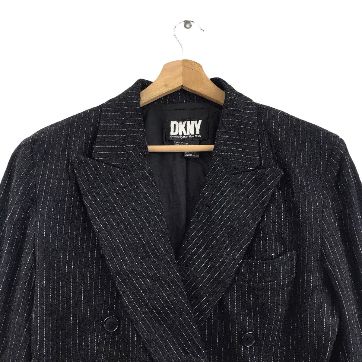 DKNY DONNA KARAN New York Stripes Black Blazer Coat Jacket