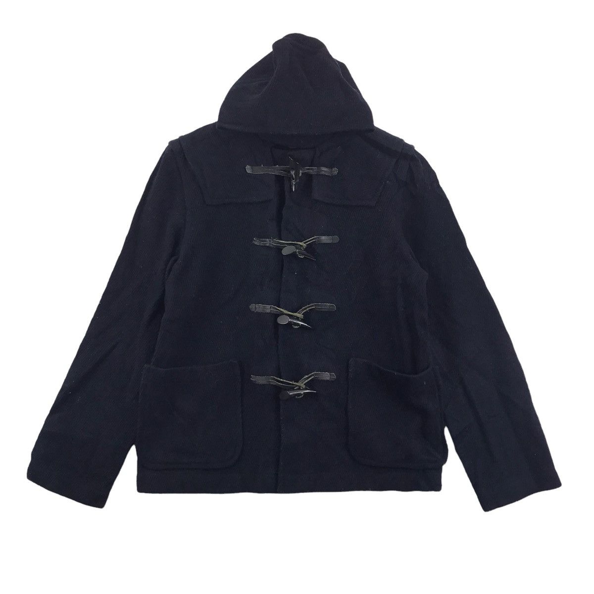 Japanese Brand AMHERST Japanese BrandBlack Leather Hoodie Duffle CoatJacket Size US M / EU 48-50 / 2 - 1 Thumbnail