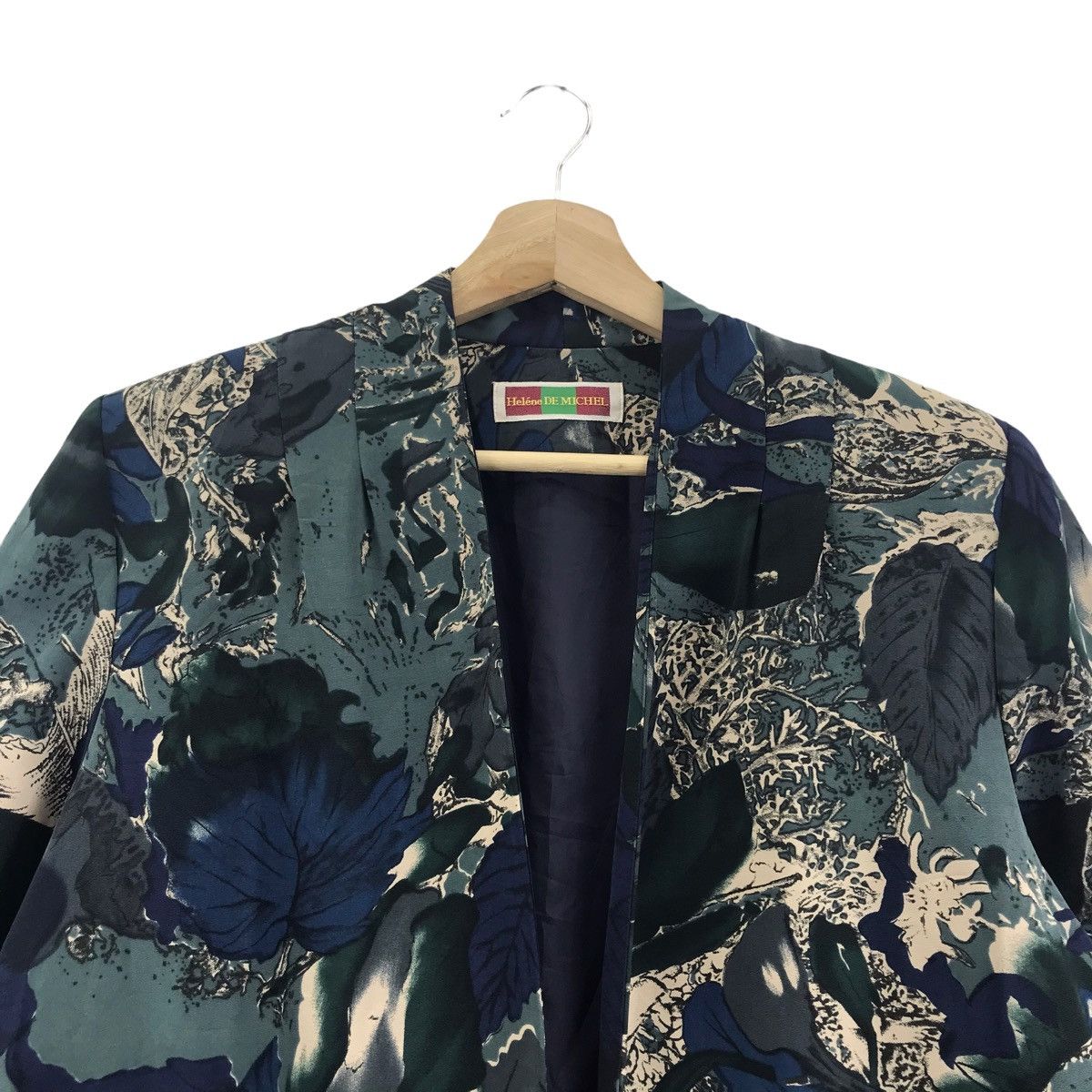 Vintage HELENE DE MICHEL Water Flower Abstract Motive Kimono Jacket Size US M / EU 48-50 / 2 - 2 Thumbnail