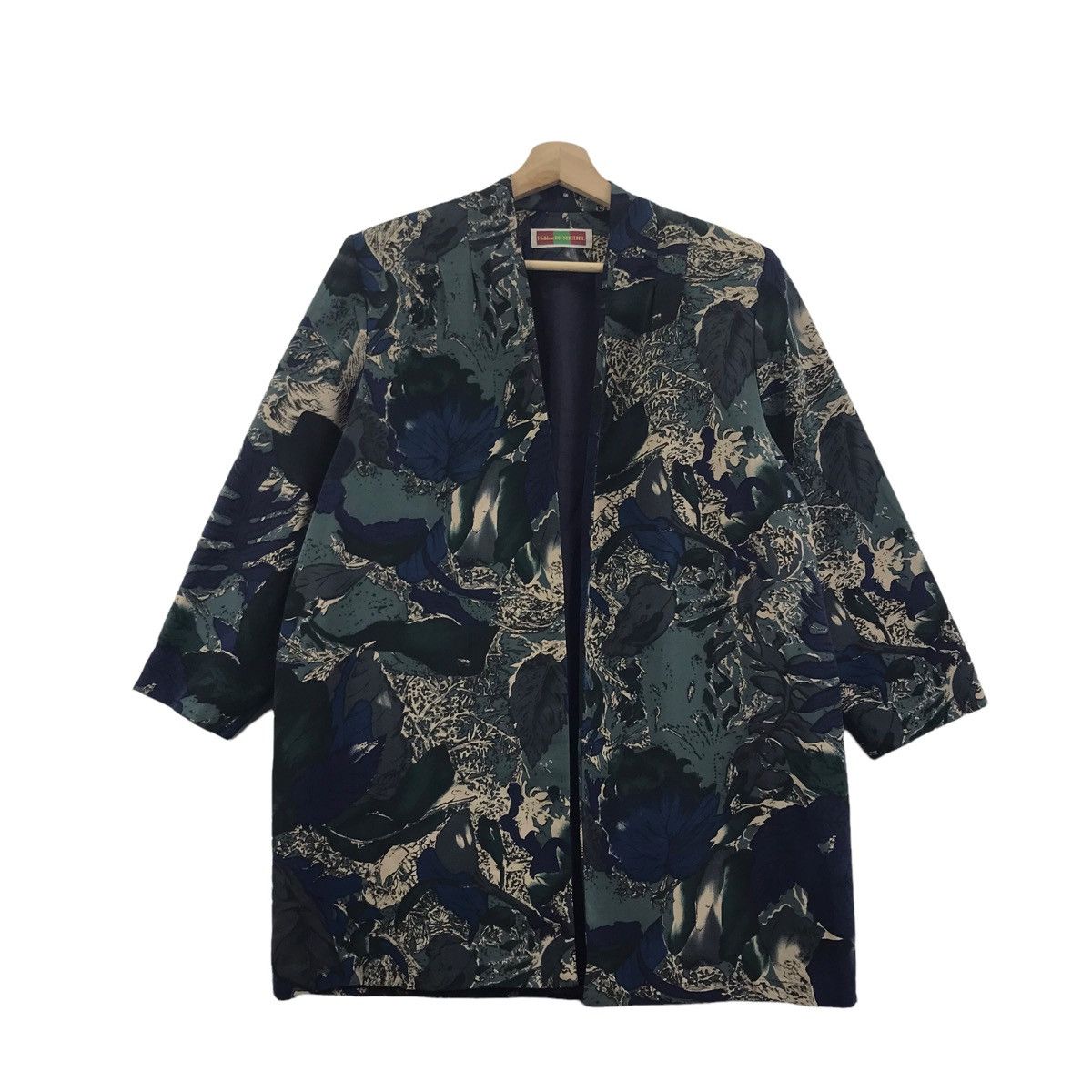 Vintage HELENE DE MICHEL Water Flower Abstract Motive Kimono Jacket Size US M / EU 48-50 / 2 - 1 Thumbnail