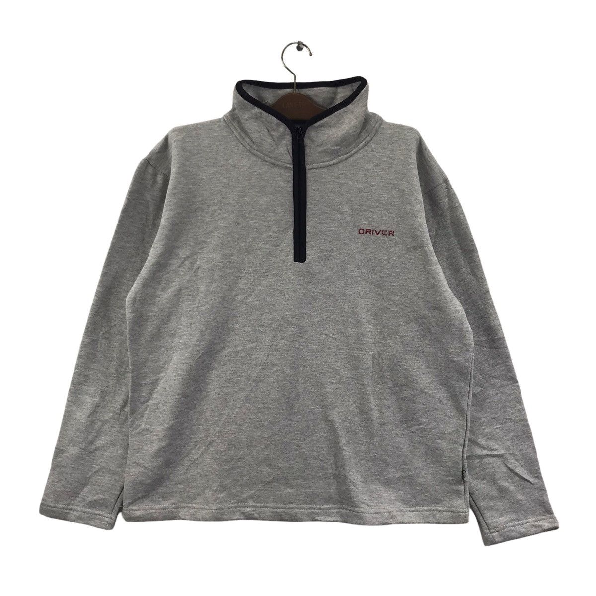 Vintage POKKA COFFEE DRIVER Half Zipper Grey Sweatshirt Size US L / EU 52-54 / 3 - 1 Thumbnail