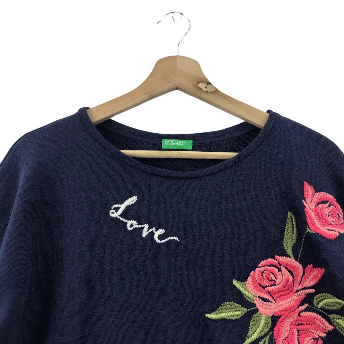 United Colors Of Benetton BENETTON F1 Formula One Love Flower Embroidered Crop Top Size US L / EU 52-54 / 3 - 2 Thumbnail