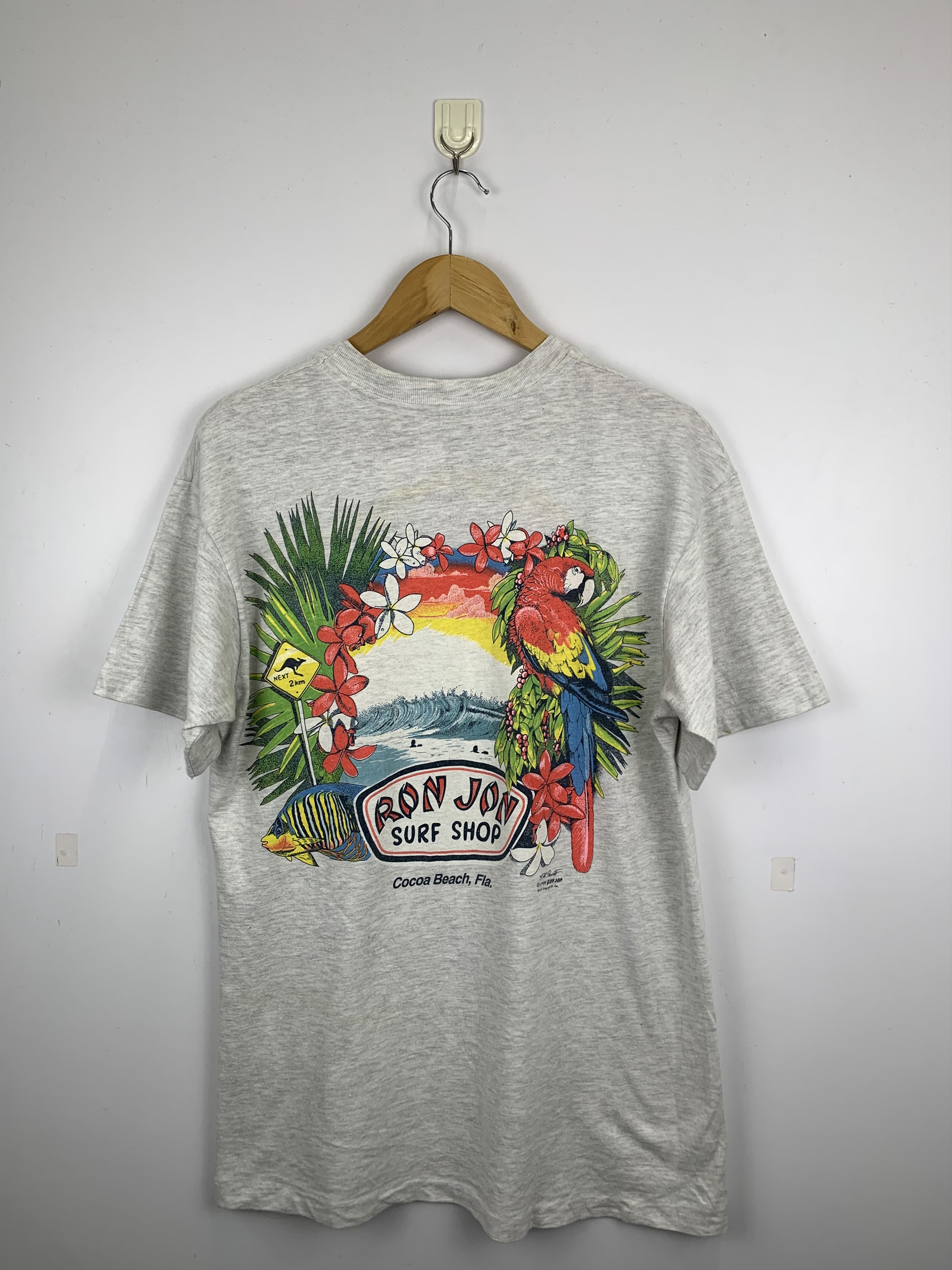 image of Ron Jon Surf Shop x Vintage 90's Ron Jon Surf T Shirt in Silver, Men's (Size Medium)