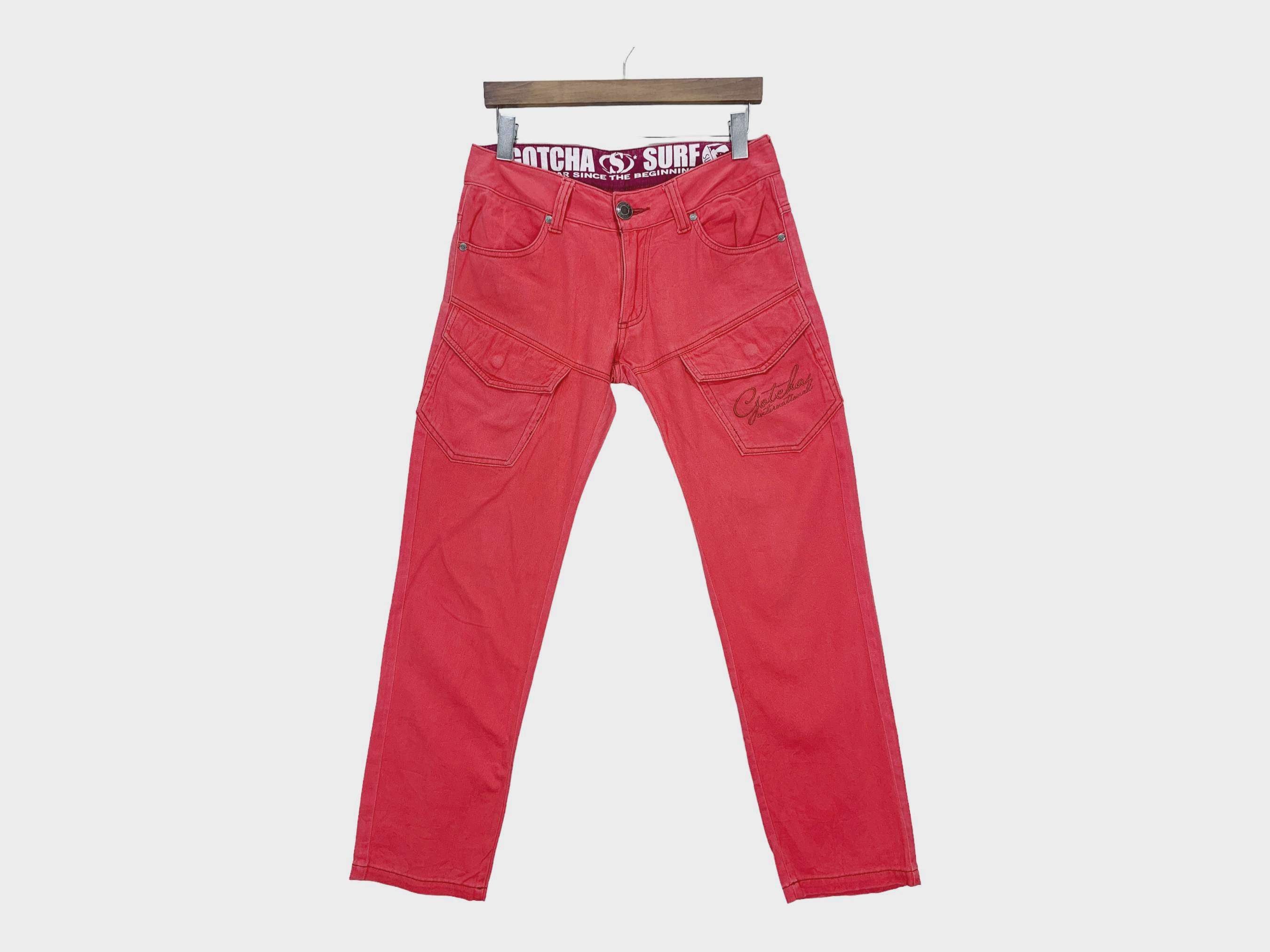 Gotcha × Japanese Brand Gotcha Red Pants Gotcha Hip Hop Surf Pants Size US 30 / EU 46 - 2 Thumbnail