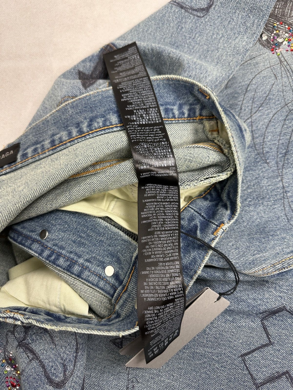 Balenciaga Balenciaga FW22 Rhinestone Scribble Baggy Denim Size US 32 / EU 48 - 13 Thumbnail