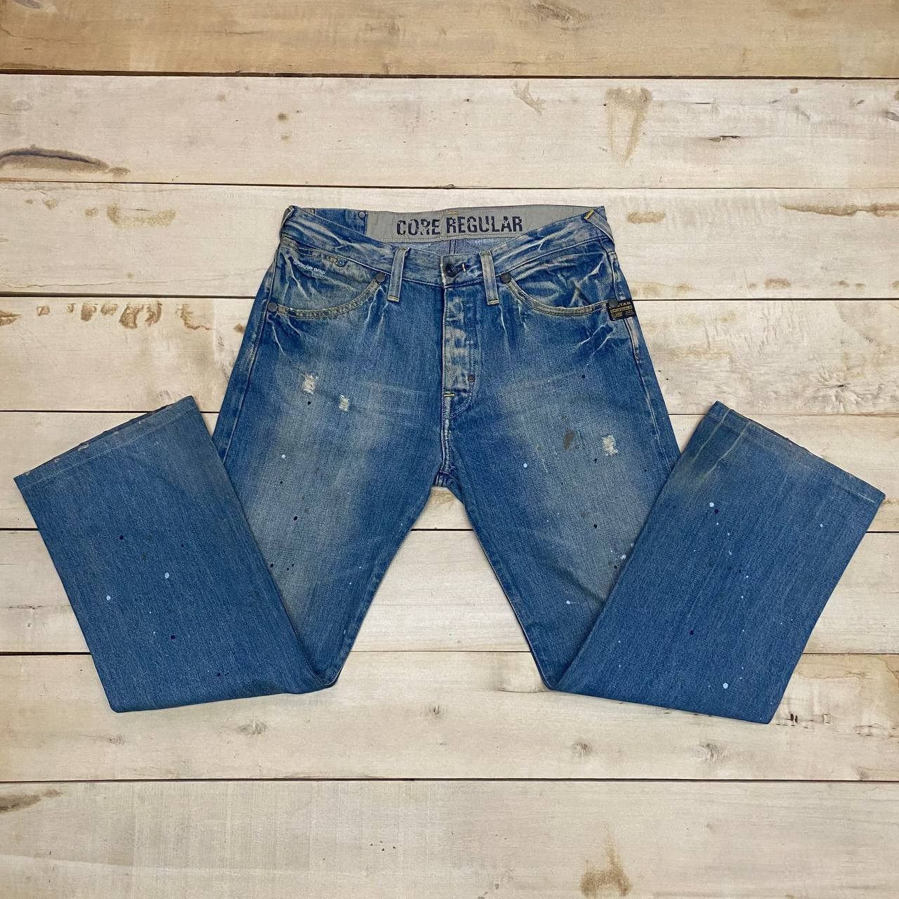 G-Star × Vintage X442 G STAR CORE REGULAR SELVEDGE PAINT SPLASH DENIM Size US 34 / EU 50 - 3 Thumbnail