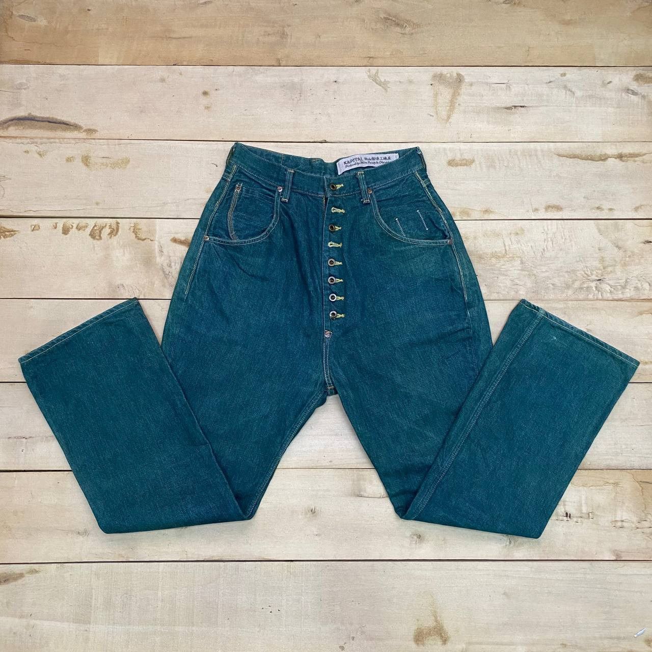 Kapital X454 VTG KAPITAL x MITSA OKAYAMA JAPAN BUCKLE BACK DENIM Size US 29 - 3 Thumbnail