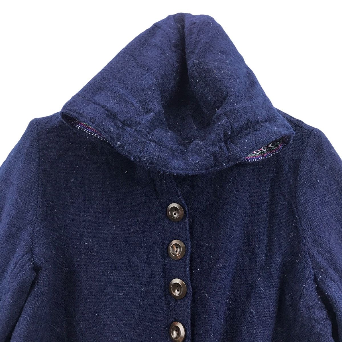 Vintage MALAIKA Aztec Native Navajo Blue Wool Hooded Coat Jacket Size US M / EU 48-50 / 2 - 2 Thumbnail