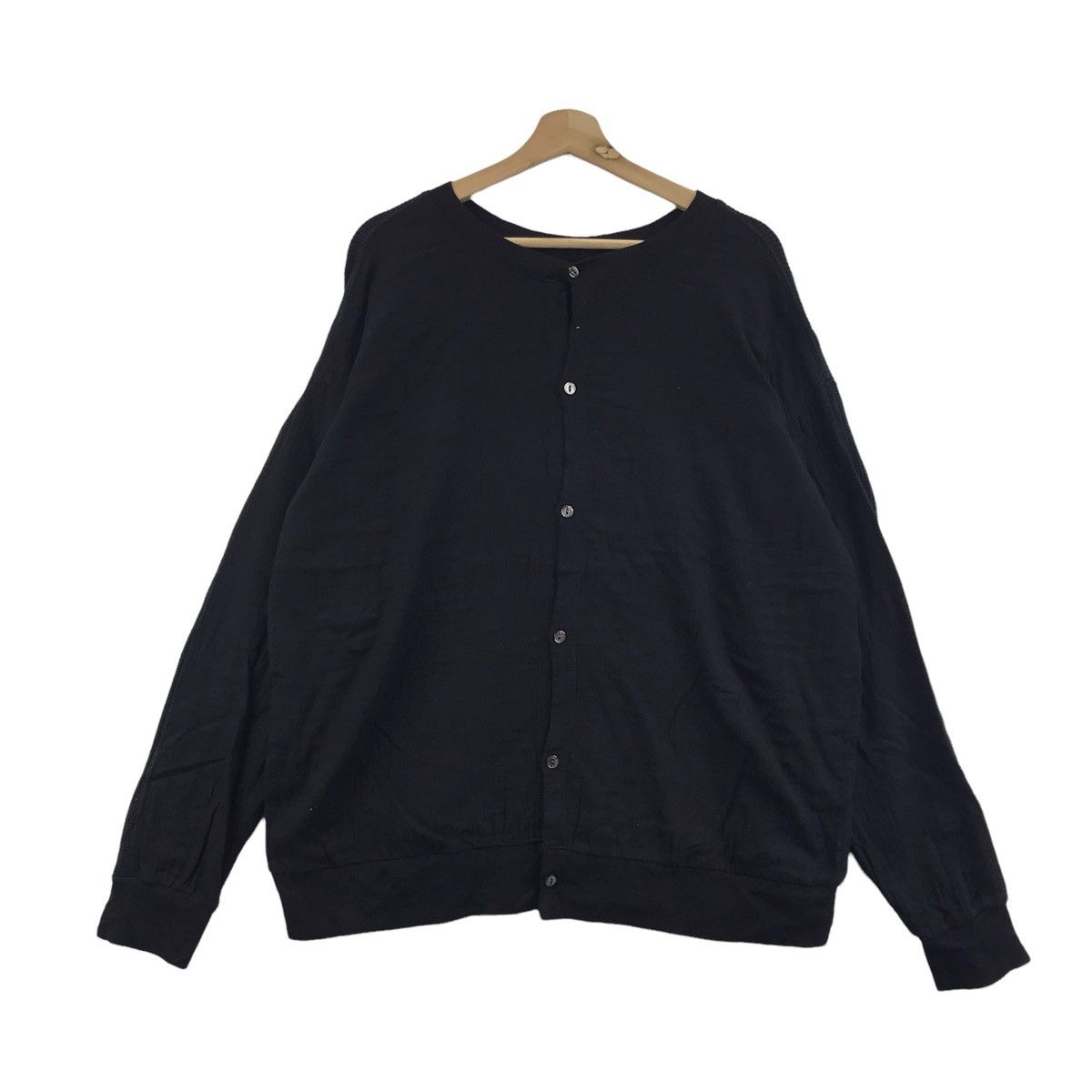Vintage VENT BLANC Japanese Brand Baggy Black Sweater Cardigan Size US XL / EU 56 / 4 - 1 Thumbnail
