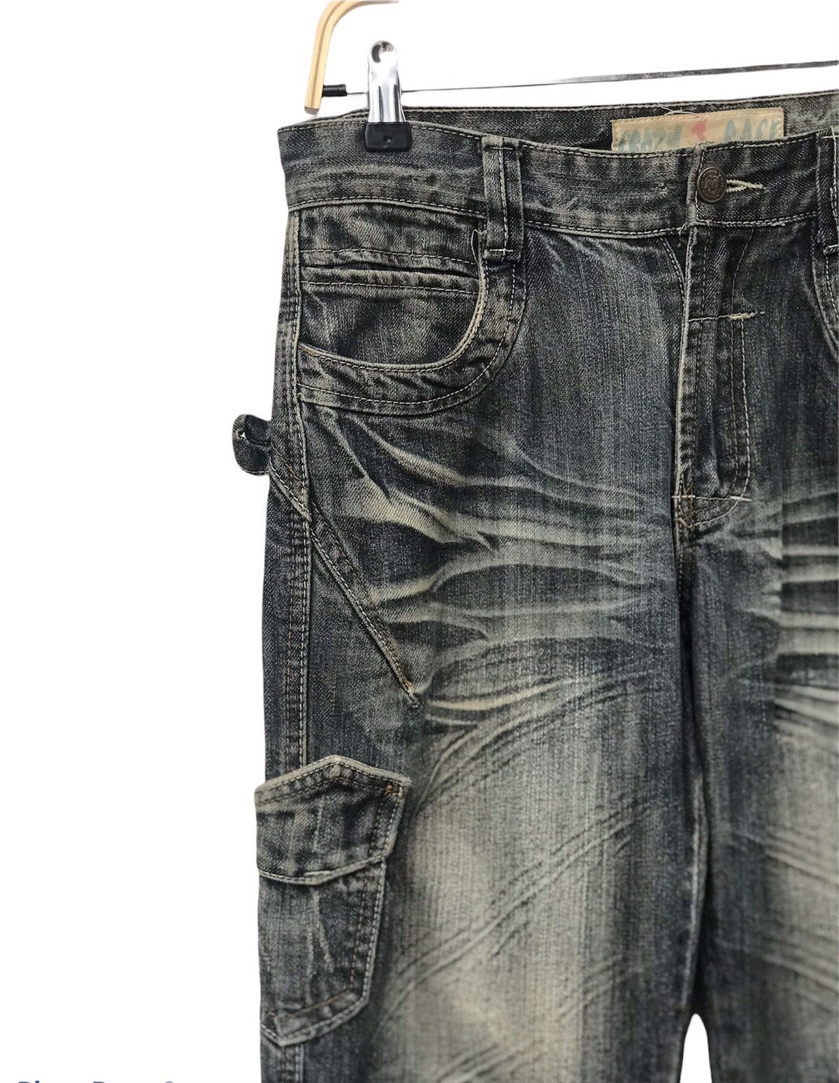 Japanese Brand Crazy Race Denim Distressed Size US 31 - 3 Thumbnail