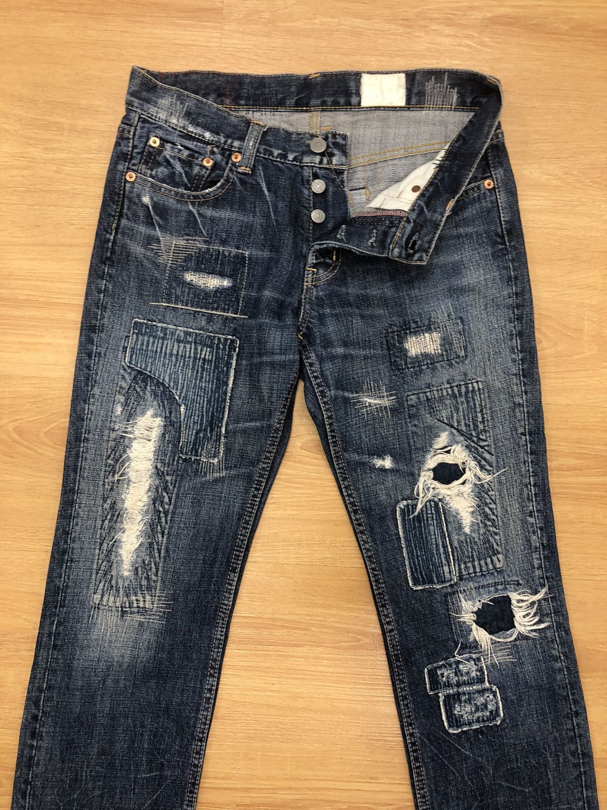 Japanese Brand antgauge distressed jeans ripped jeans Patchwork Denim Size US 30 / EU 46 - 7 Thumbnail