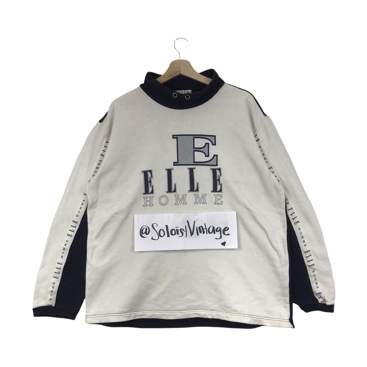 Vintage ELLE HOMME SPORT SpellOut White Sweatshirt Size US L / EU 52-54 / 3 - 1 Thumbnail