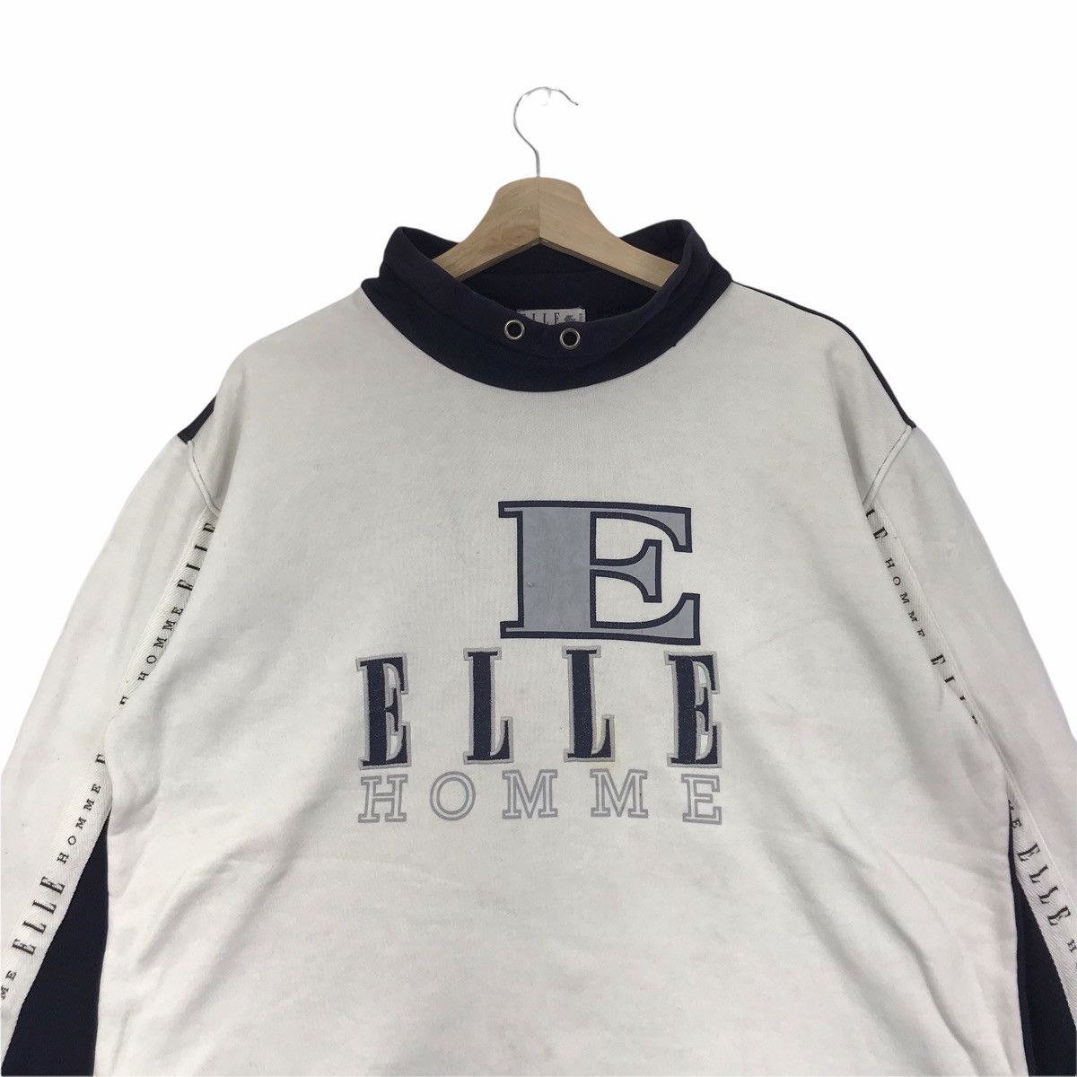 Vintage ELLE HOMME SPORT SpellOut White Sweatshirt Size US L / EU 52-54 / 3 - 3 Thumbnail